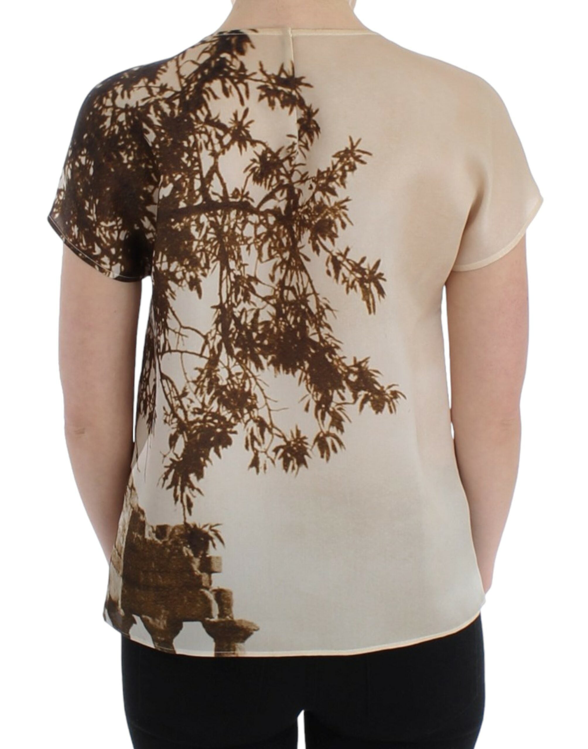Копринена блуза Dolce & Gabbana Brown Taormina