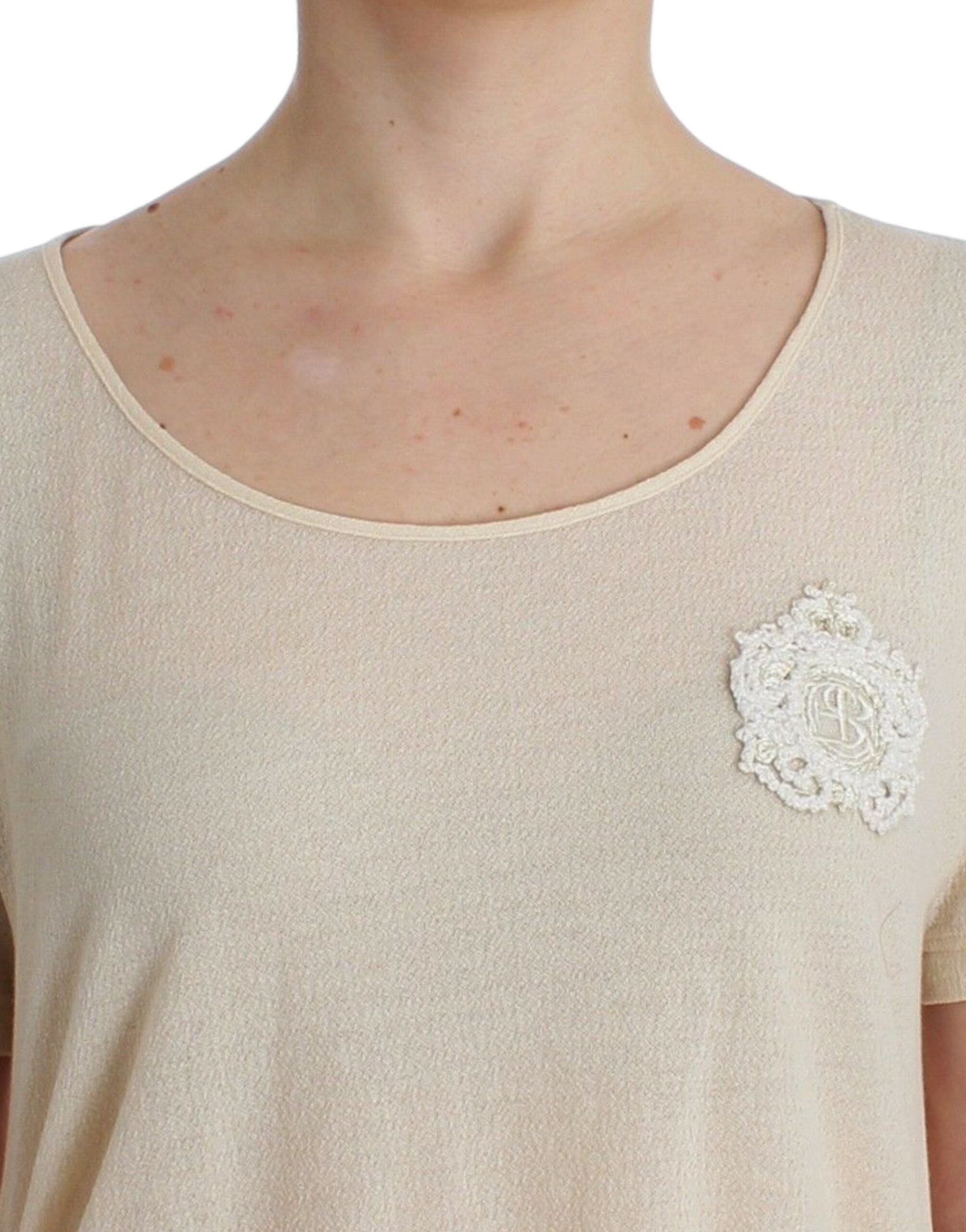 Елегантна бяла макси памучна тениска Ermanno Scervino