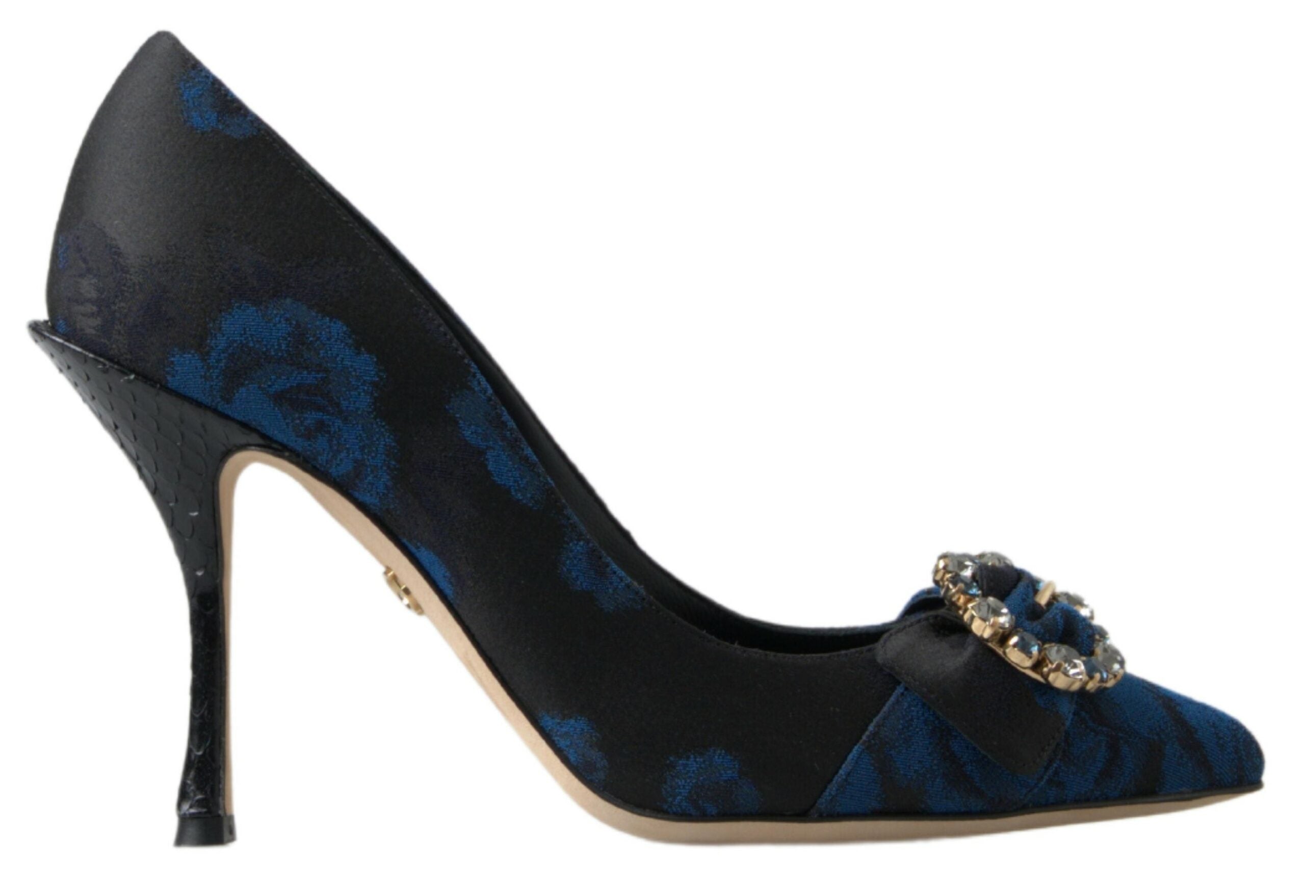 Dolce & Gabbana Blue Floral Ayers Crystal Pumps обувки