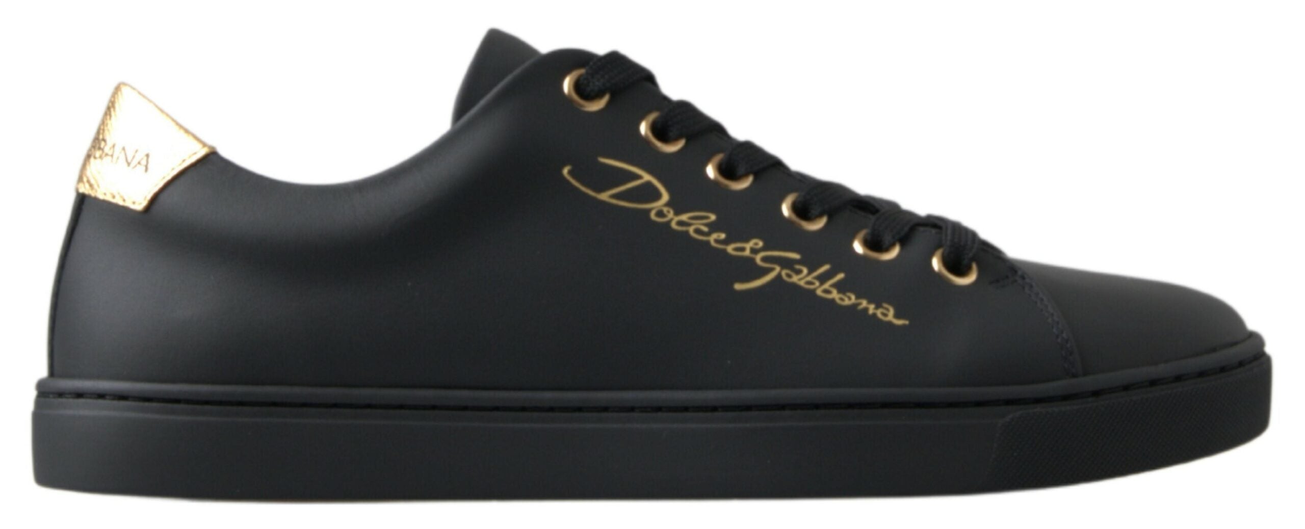 Черни златни кожени класически кецове Dolce & Gabbana
