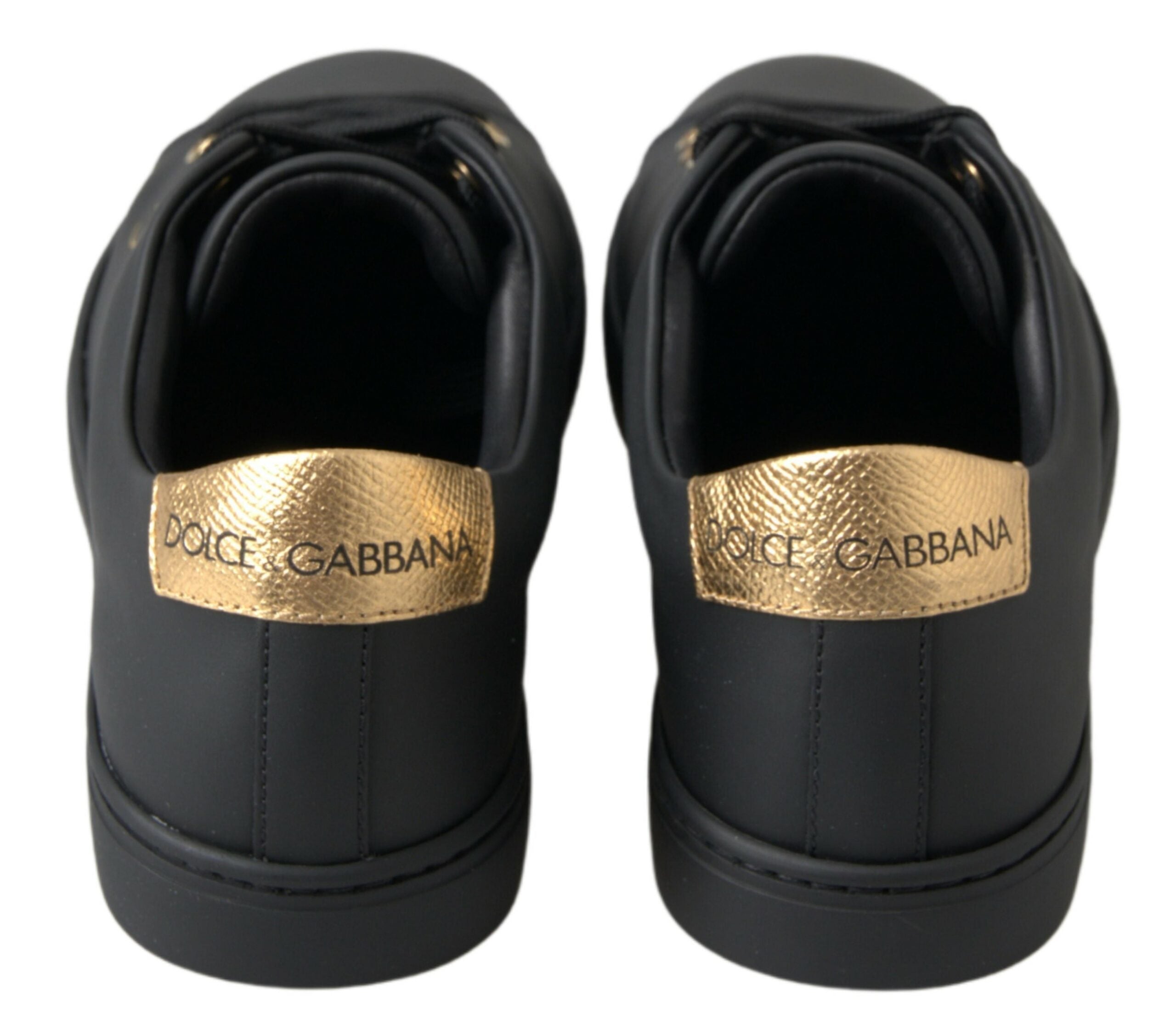 Черни златни кожени класически кецове Dolce & Gabbana