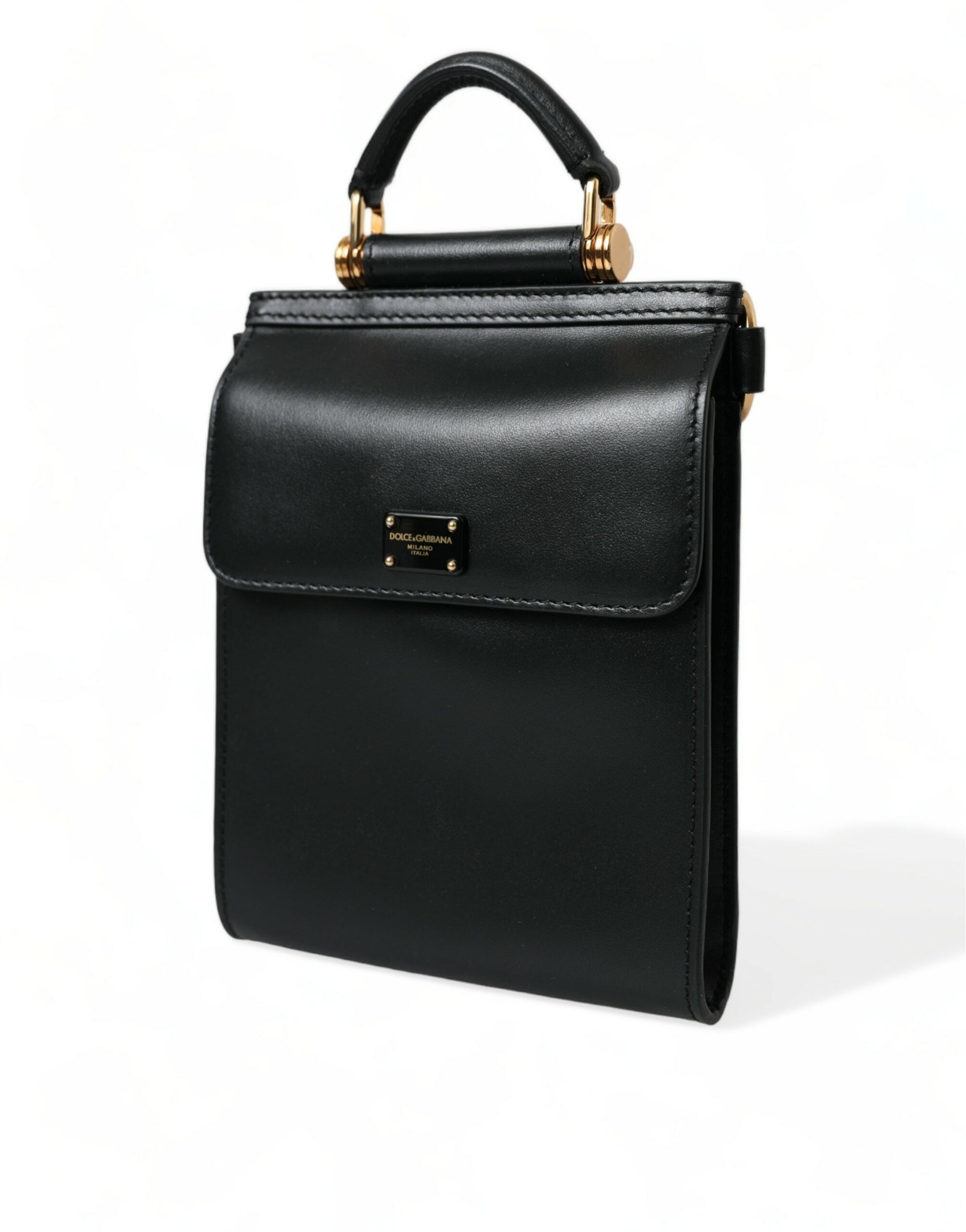 Dolce & Gabbana Elegant Black Leather Crossbody Bag