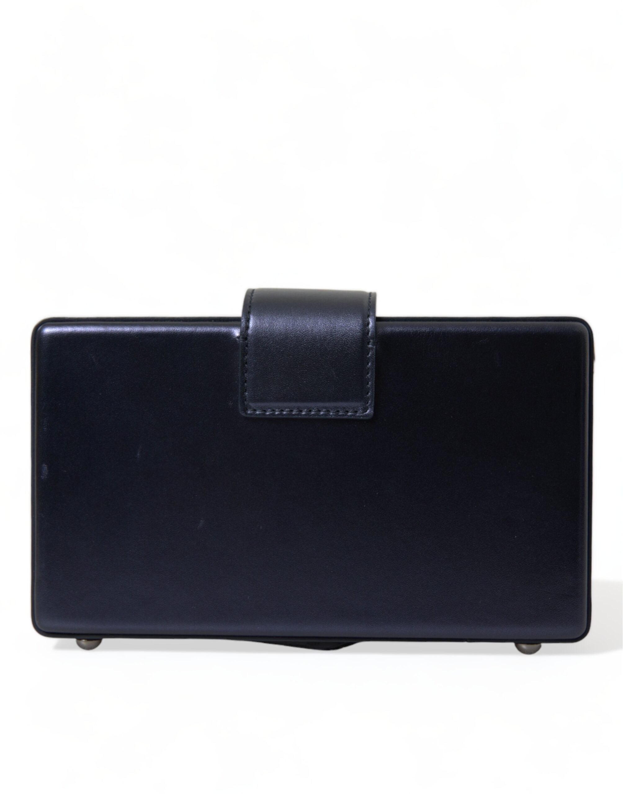 Dolce & Gabbana Elegant Dark Blue Lambskin Leather Box Bag