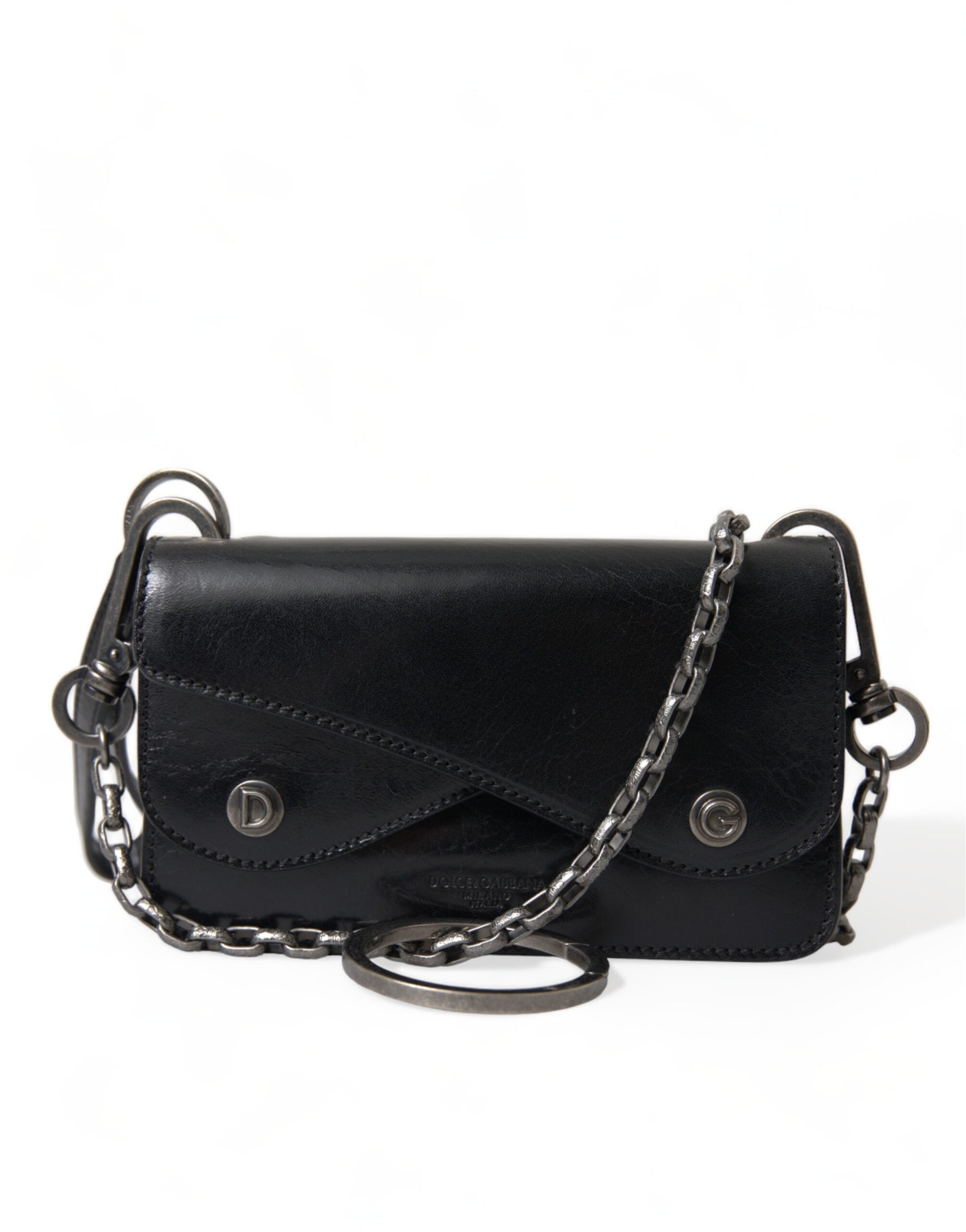 Dolce & Gabbana Sleek Black Leather Shoulder Bag