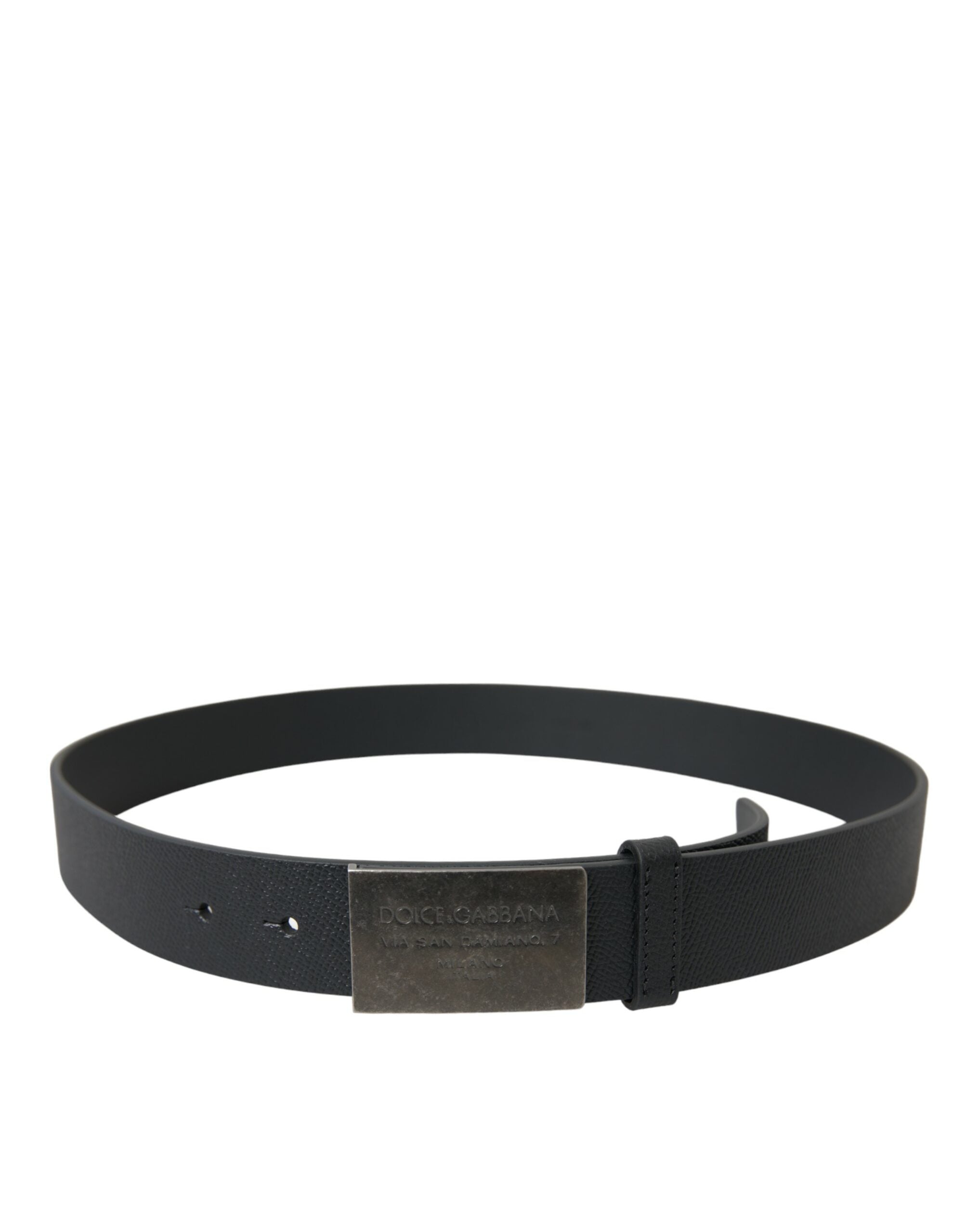 Dolce & Gabbana Elegant Black Leather Belt with Metal Buckle