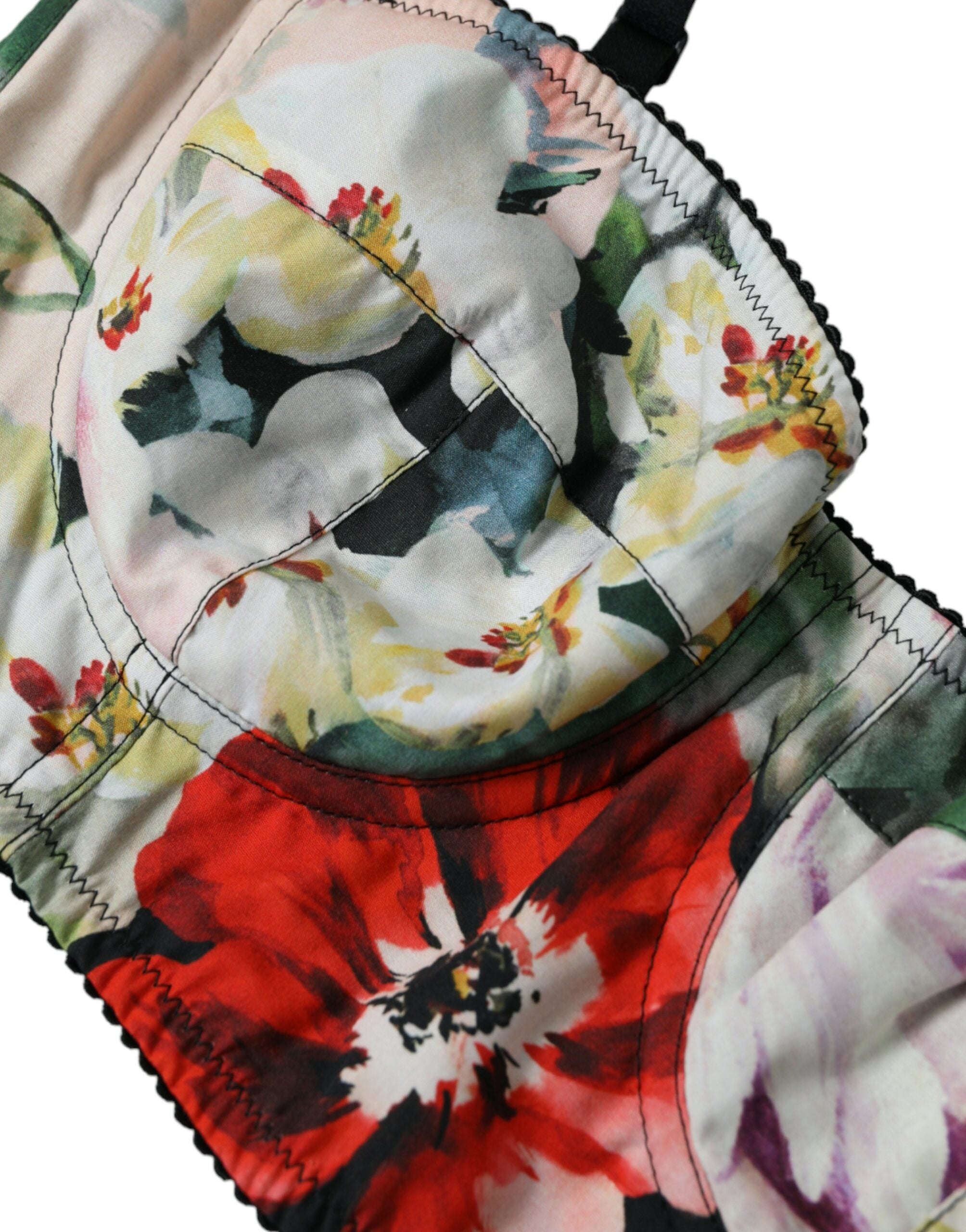 Dolce & Gabbana Multicolor Floral Bustier Crop Top