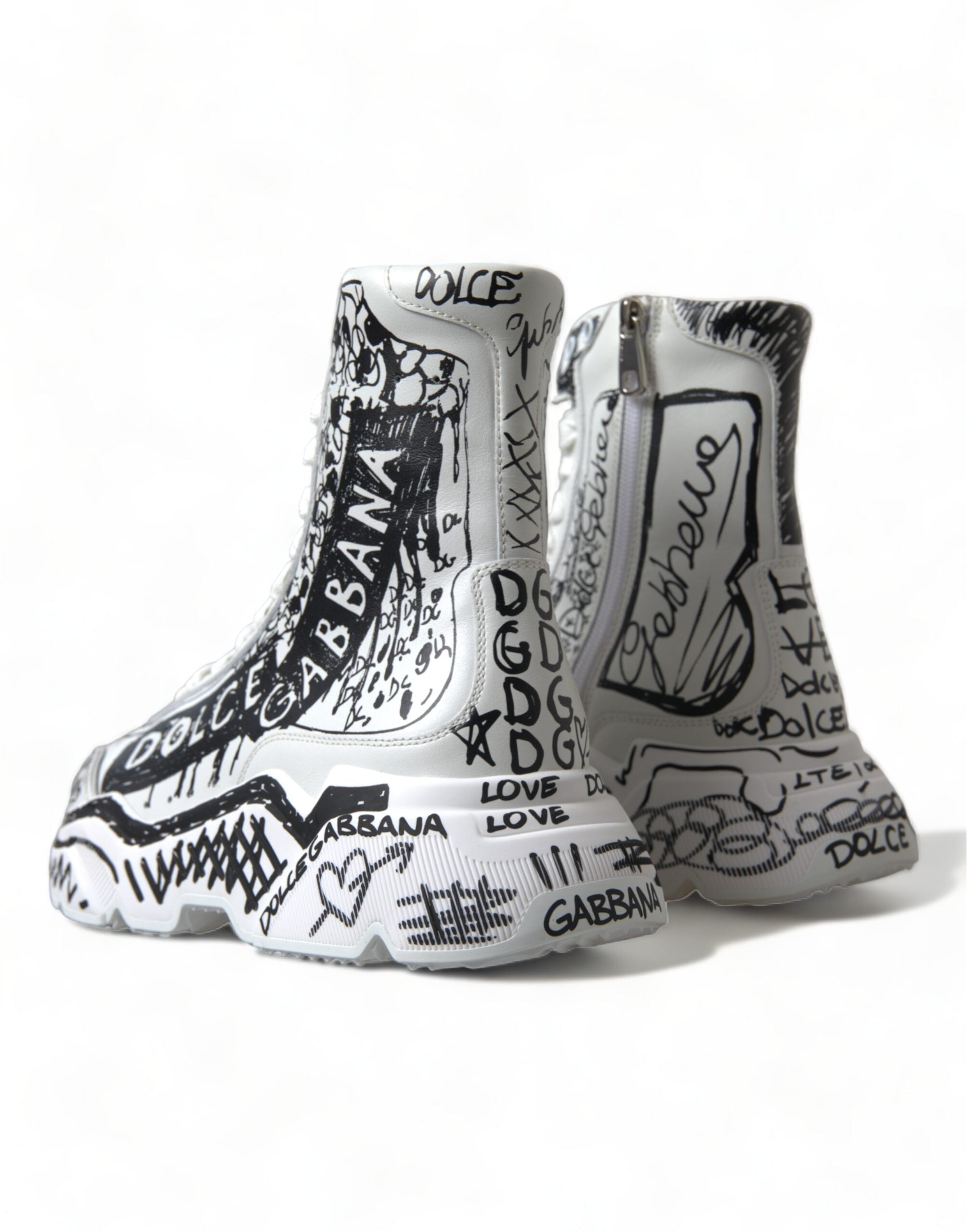 Обувки Dolce & Gabbana White Black Graffiti Daymaster Sneakers