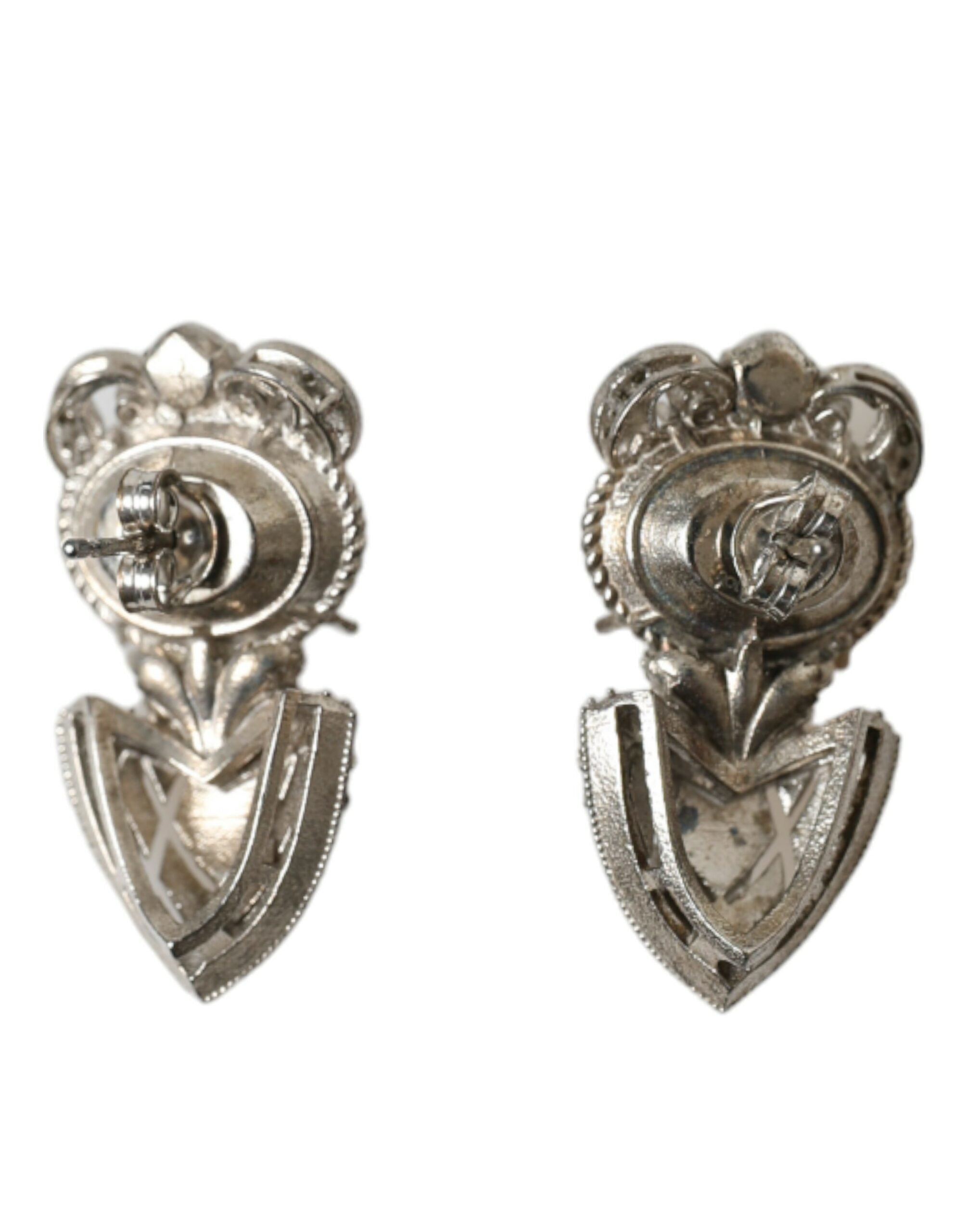 Dolce & Gabbana Elegant Sterling Silver Crystal Earrings