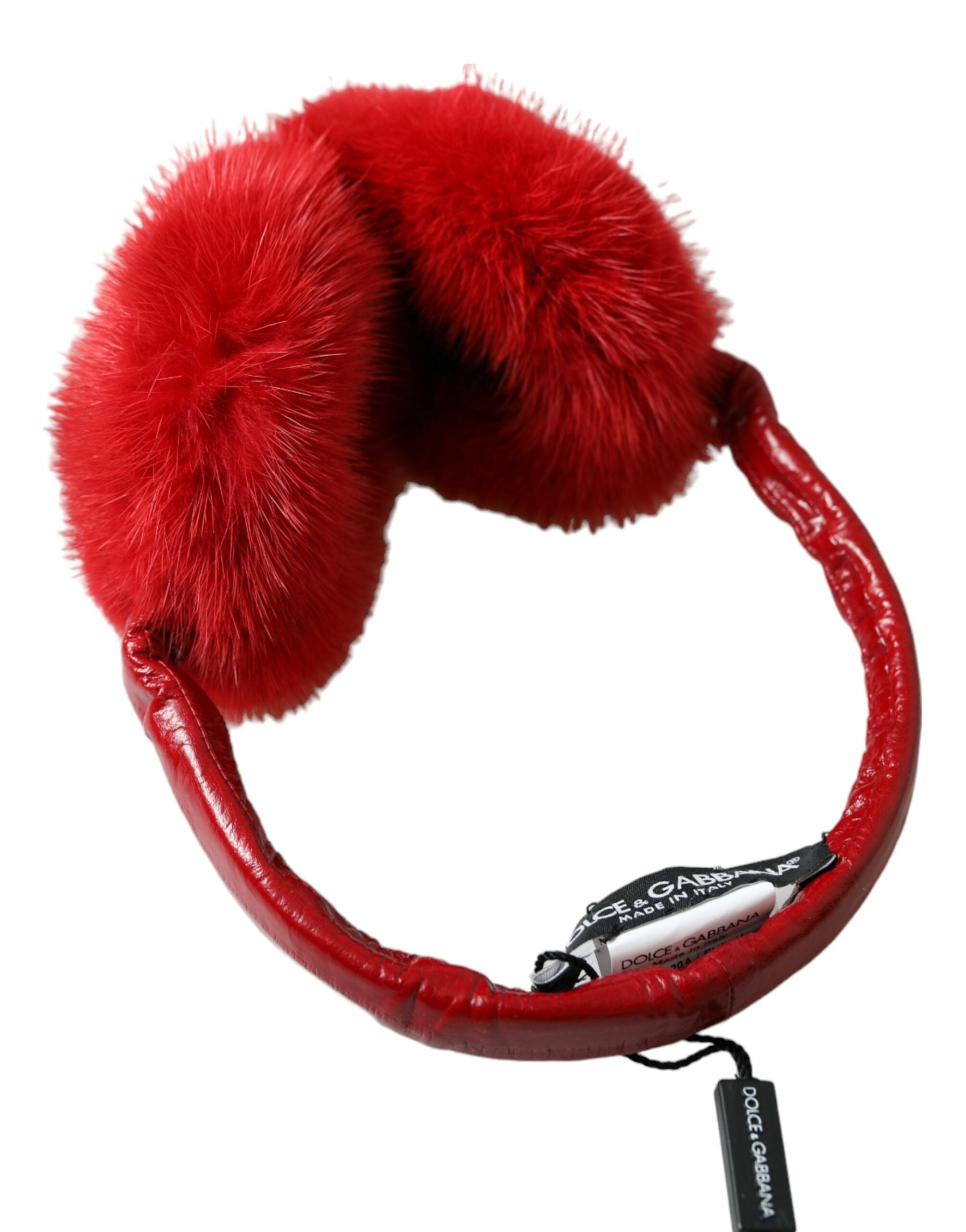 Dolce & Gabbana Red Mink Fur Elegance Ear Muffs