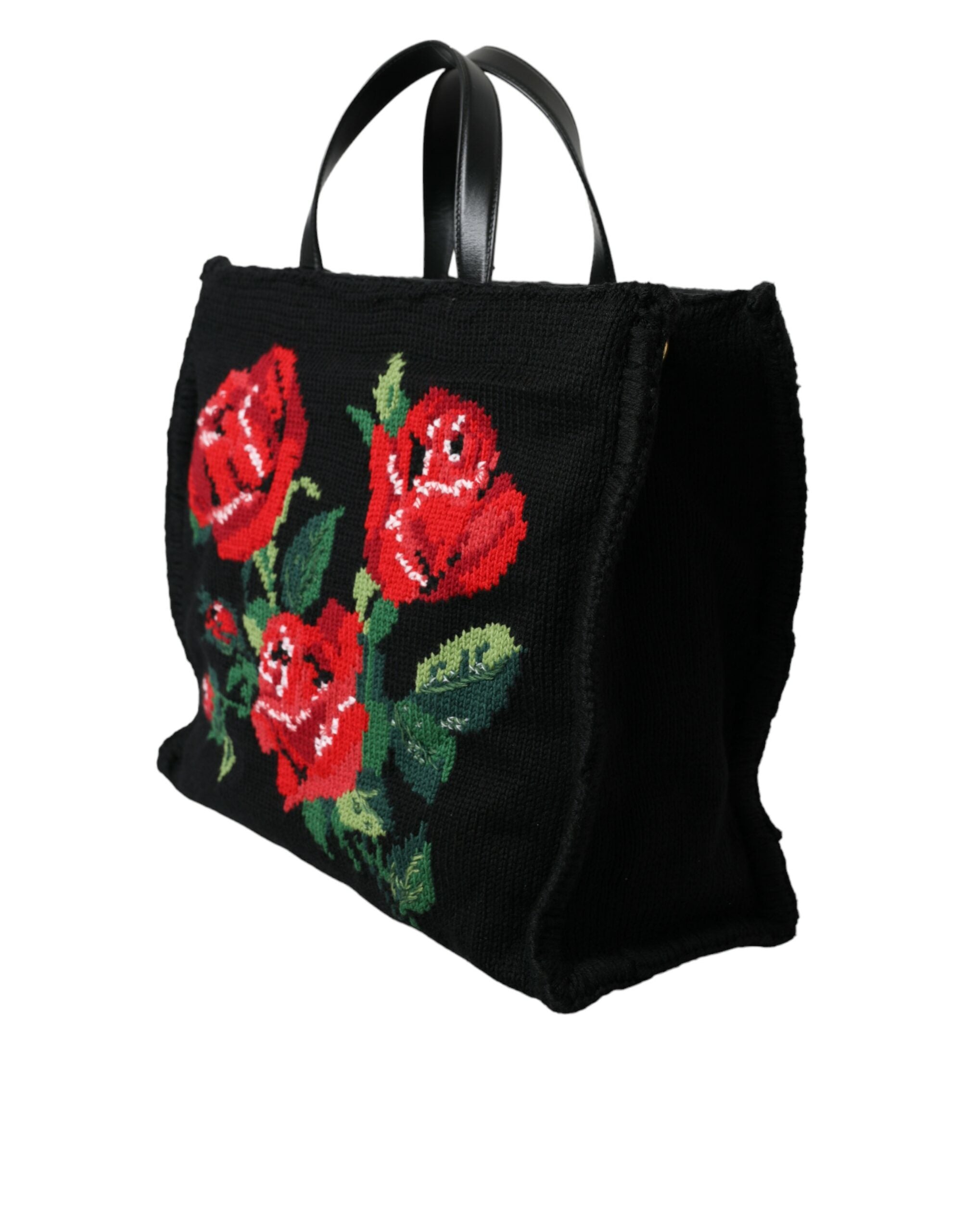 Dolce & Gabbana Chic Embroidered Floral Black Tote