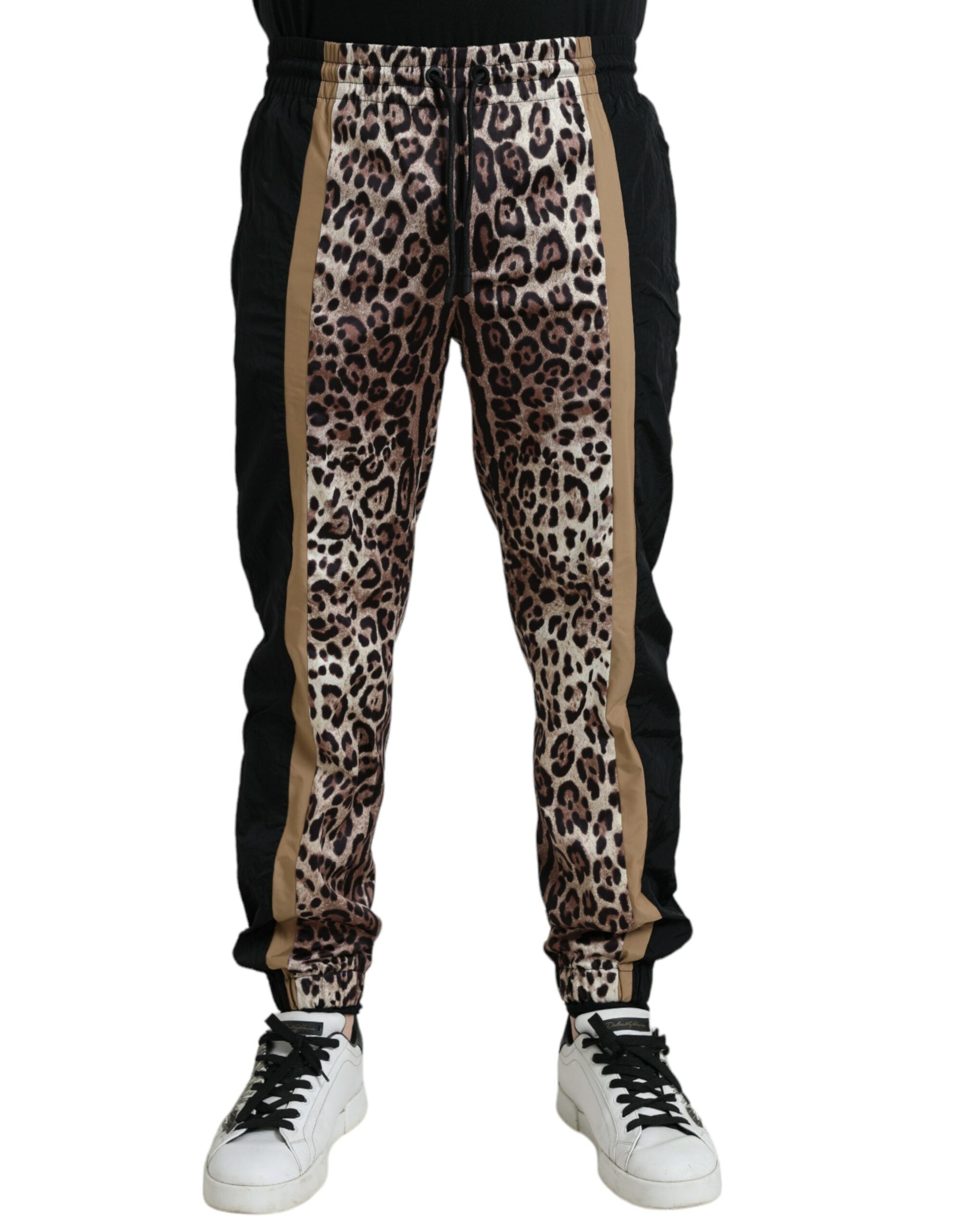Dolce & Gabbana Brown Leopard Print Polyester Jogger Pants