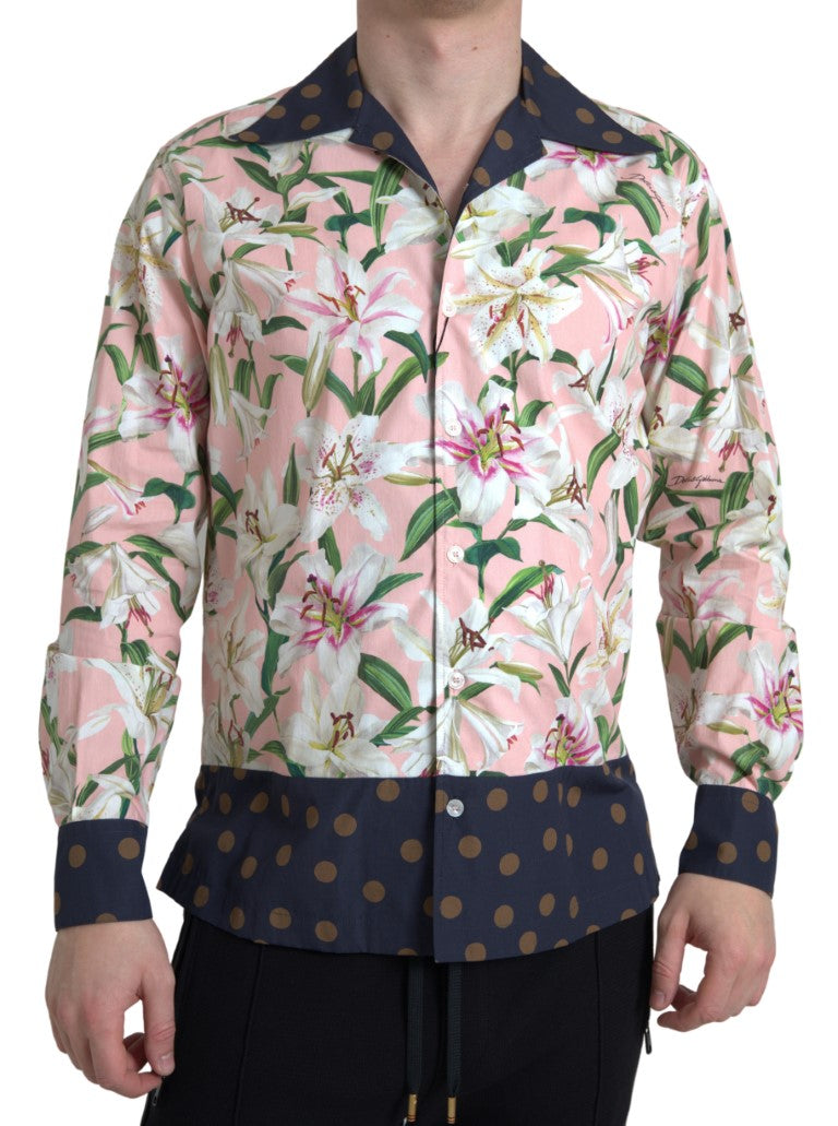 Памучна риза с яка на точки и лилии на Dolce & Gabbana