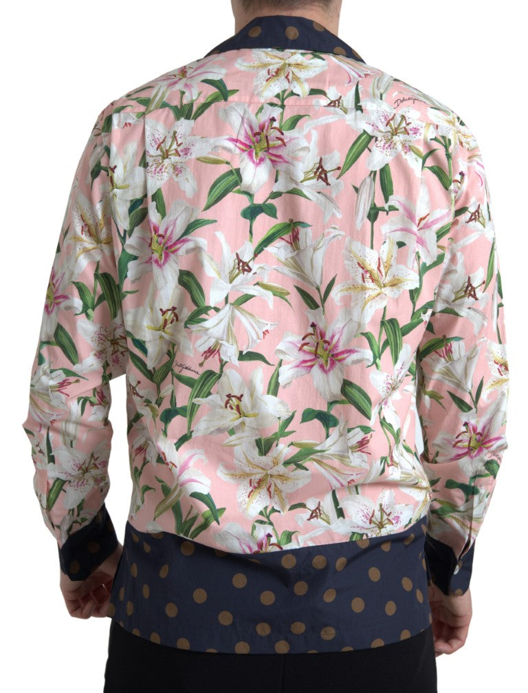 Памучна риза с яка на точки и лилии на Dolce & Gabbana