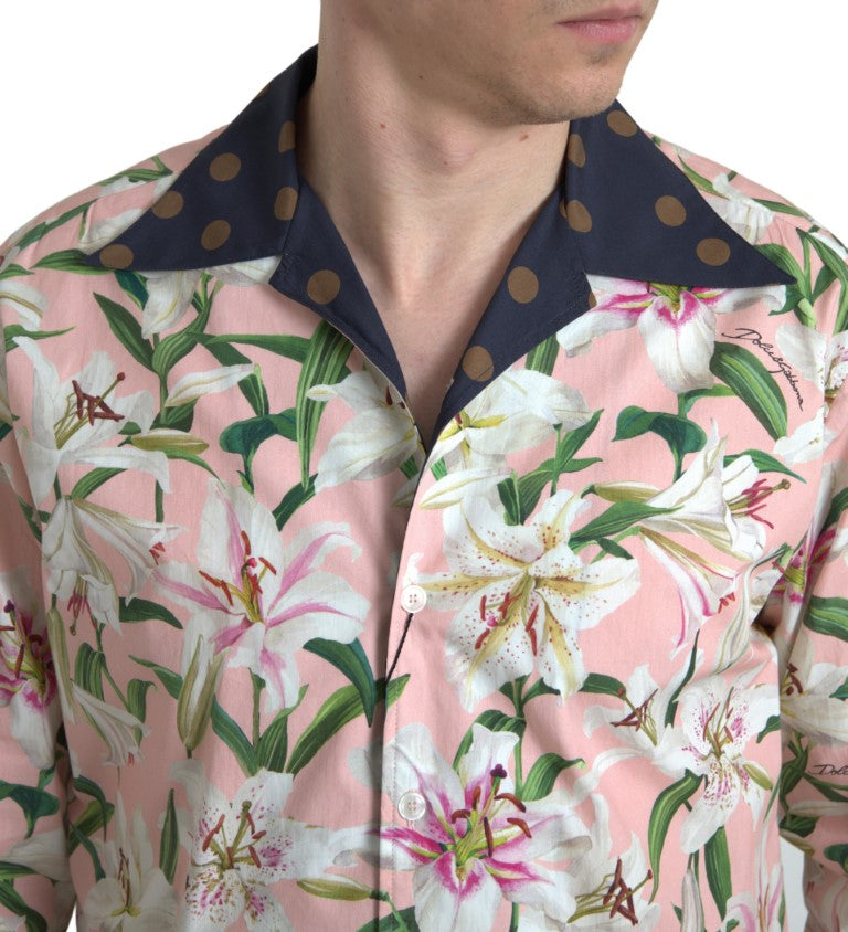 Памучна риза с яка на точки и лилии на Dolce & Gabbana