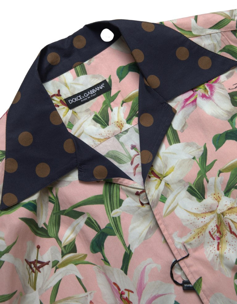 Памучна риза с яка на точки и лилии на Dolce & Gabbana