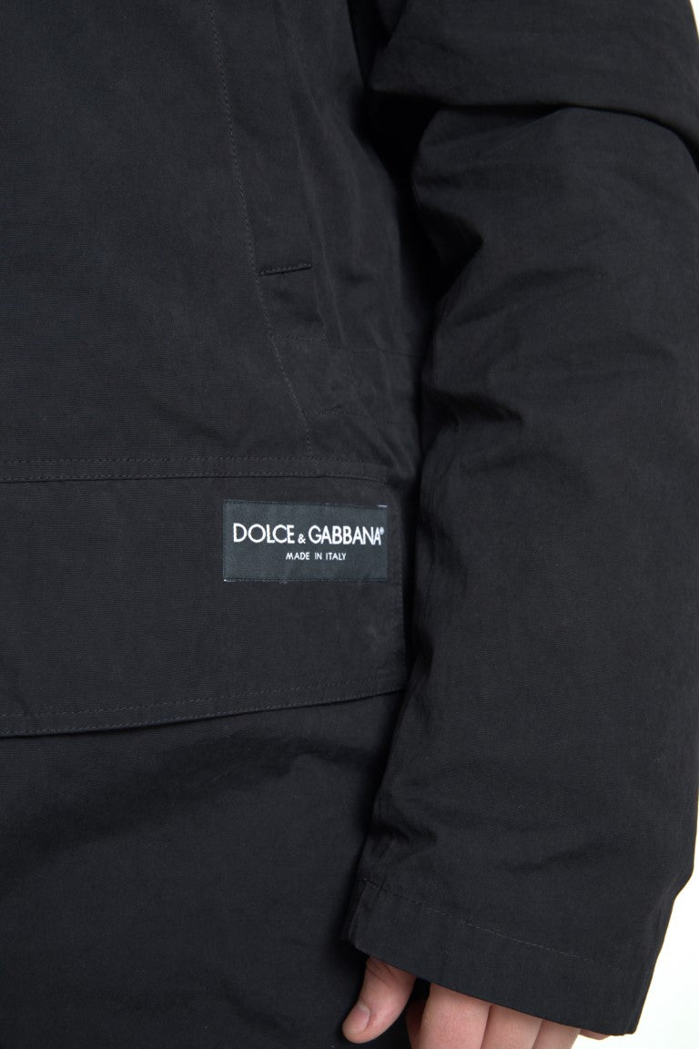Памучно яке Dolce & Gabbana Black Hooded Parka