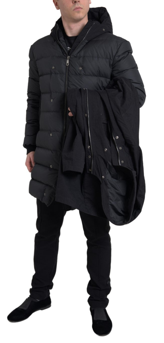 Памучно яке Dolce & Gabbana Black Hooded Parka