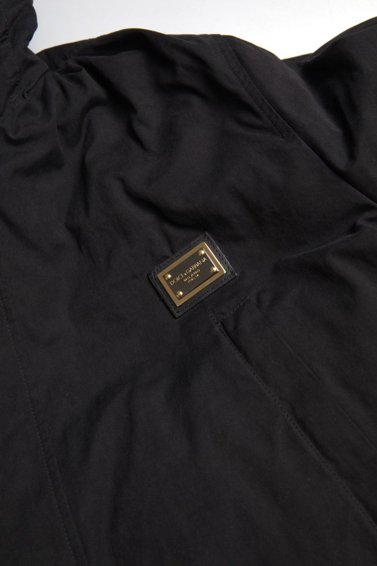 Памучно яке Dolce & Gabbana Black Hooded Parka