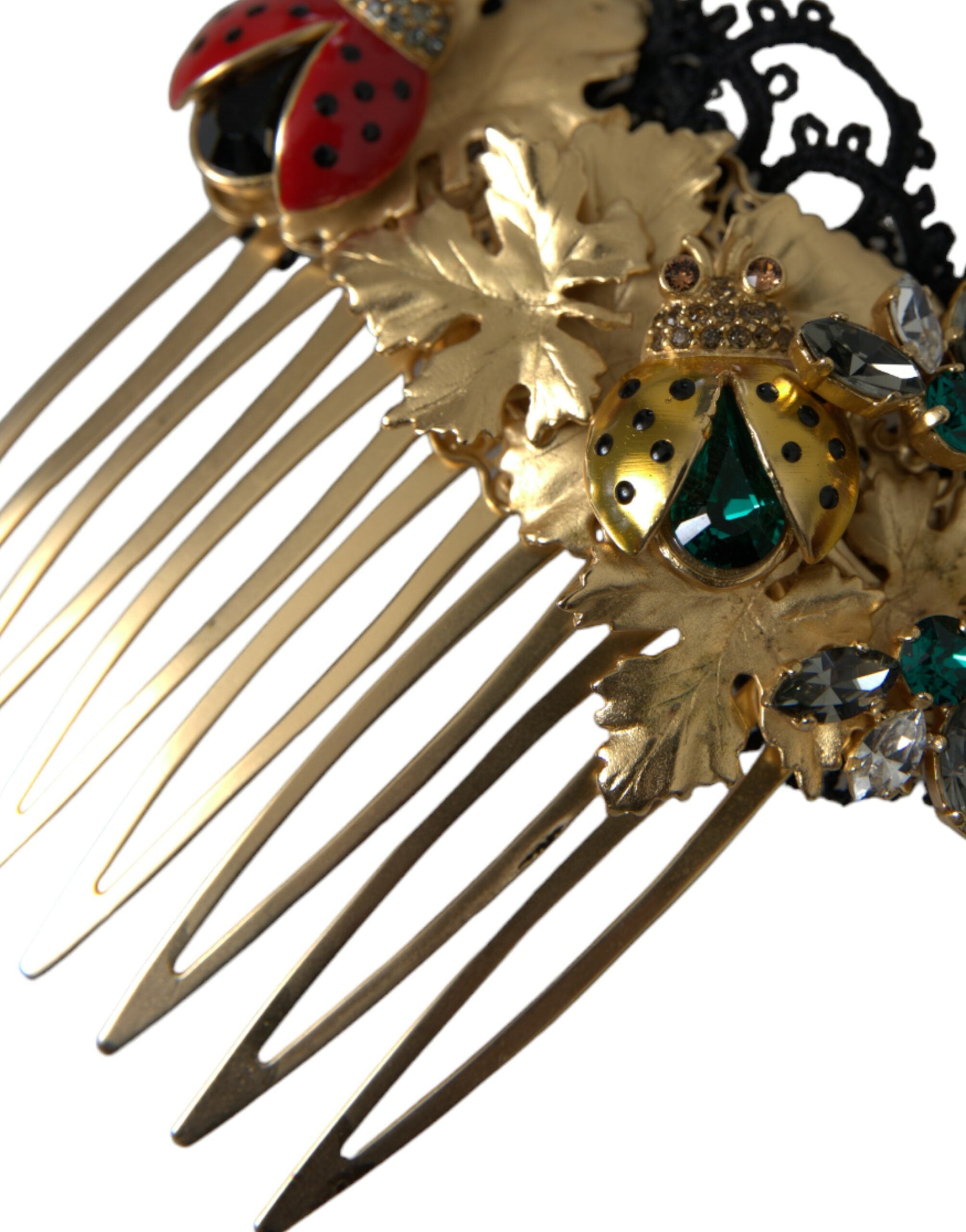 Dolce & Gabbana Gold Brass Crystal Lady Bug Women Hair Comb