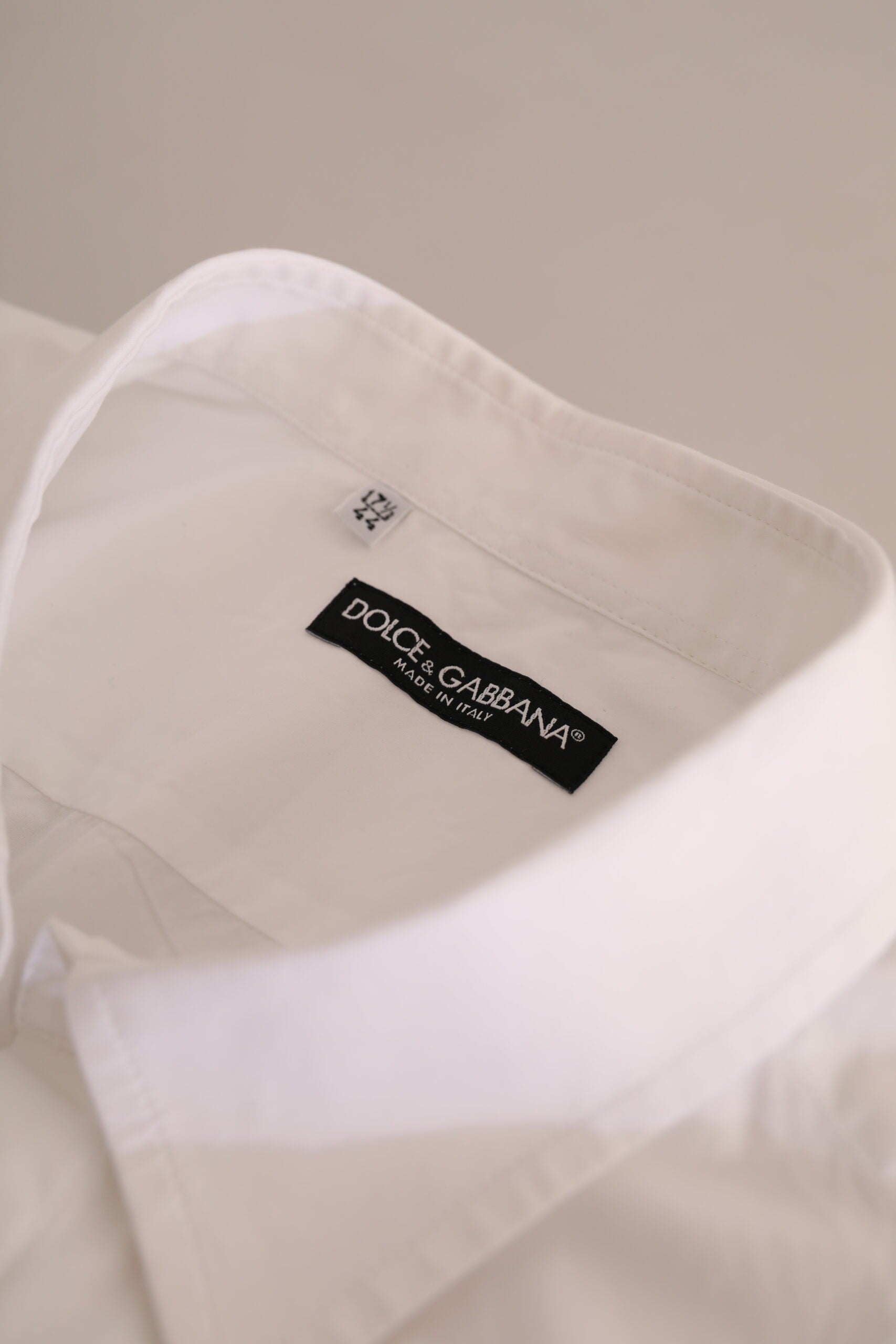 Бяла официална мъжка риза от смокинг от памук Dolce & Gabbana