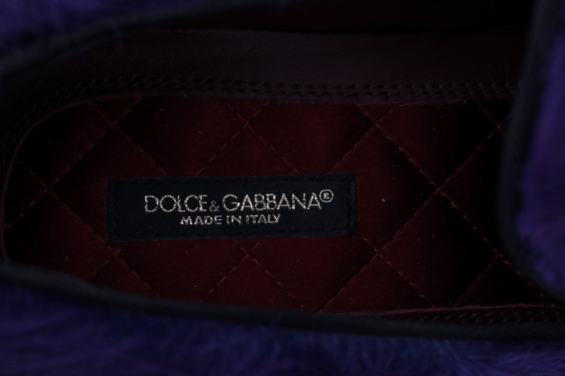 Кожени мокасини с лилава овча кожа Dolce & Gabbana