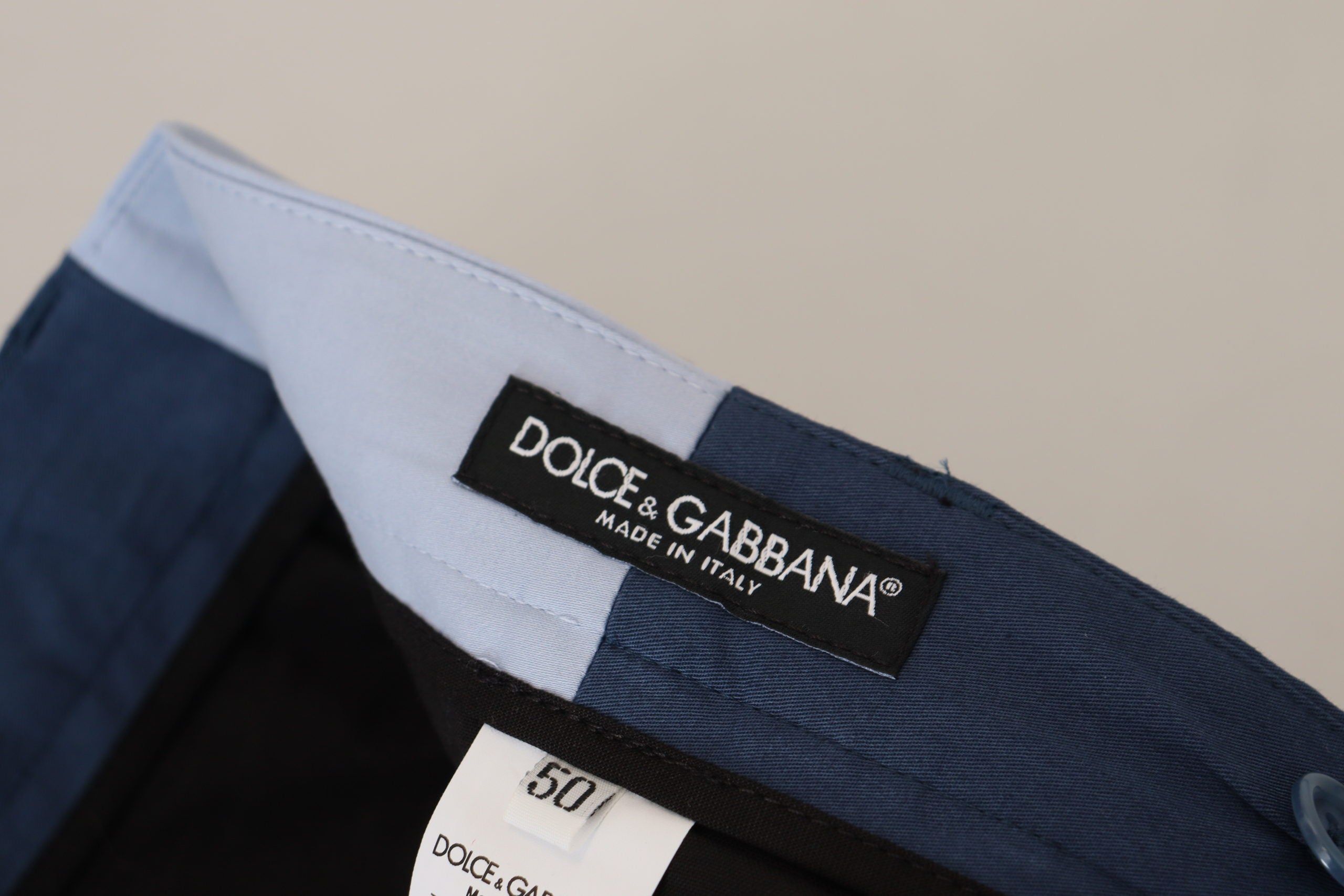 Сини памучни прави панталони Dolce & Gabbana