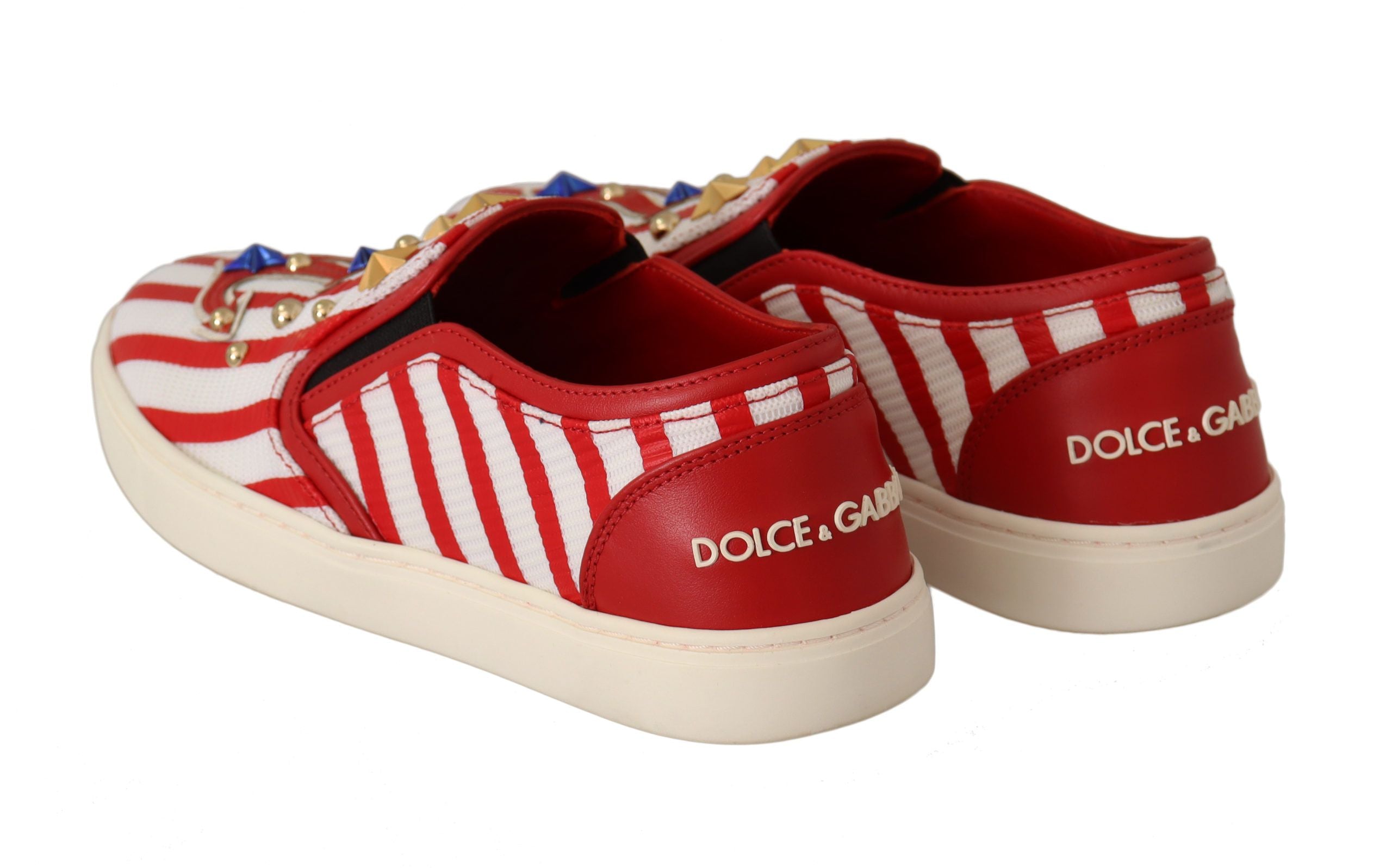 Червени бели мокасини с шипове Dolce & Gabbana