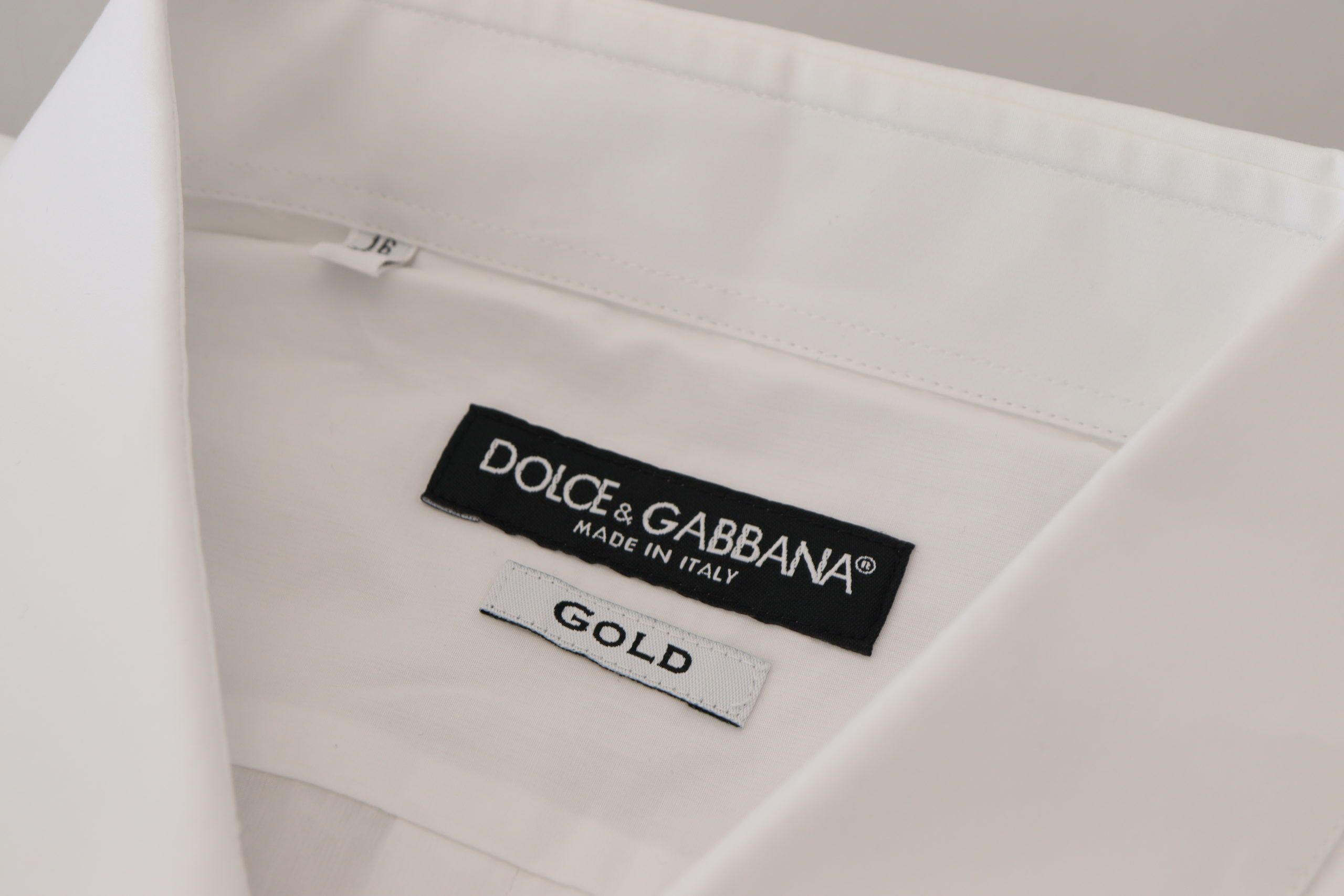 Dolce & Gabbana Официална ЗЛАТНА бяла памучна риза с паунови пера