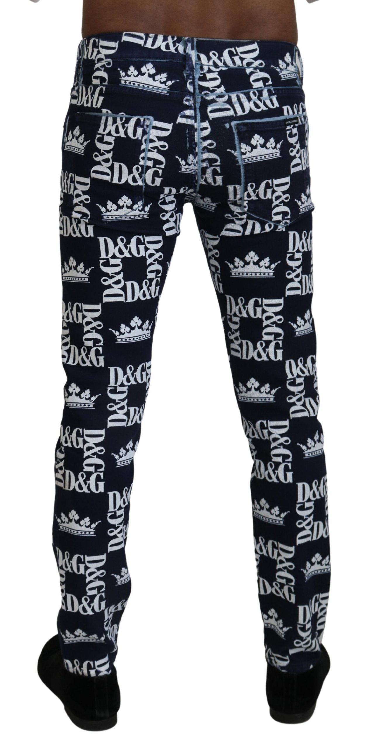 Тесни дънки Dolce & Gabbana Blue Cotton DG Crown