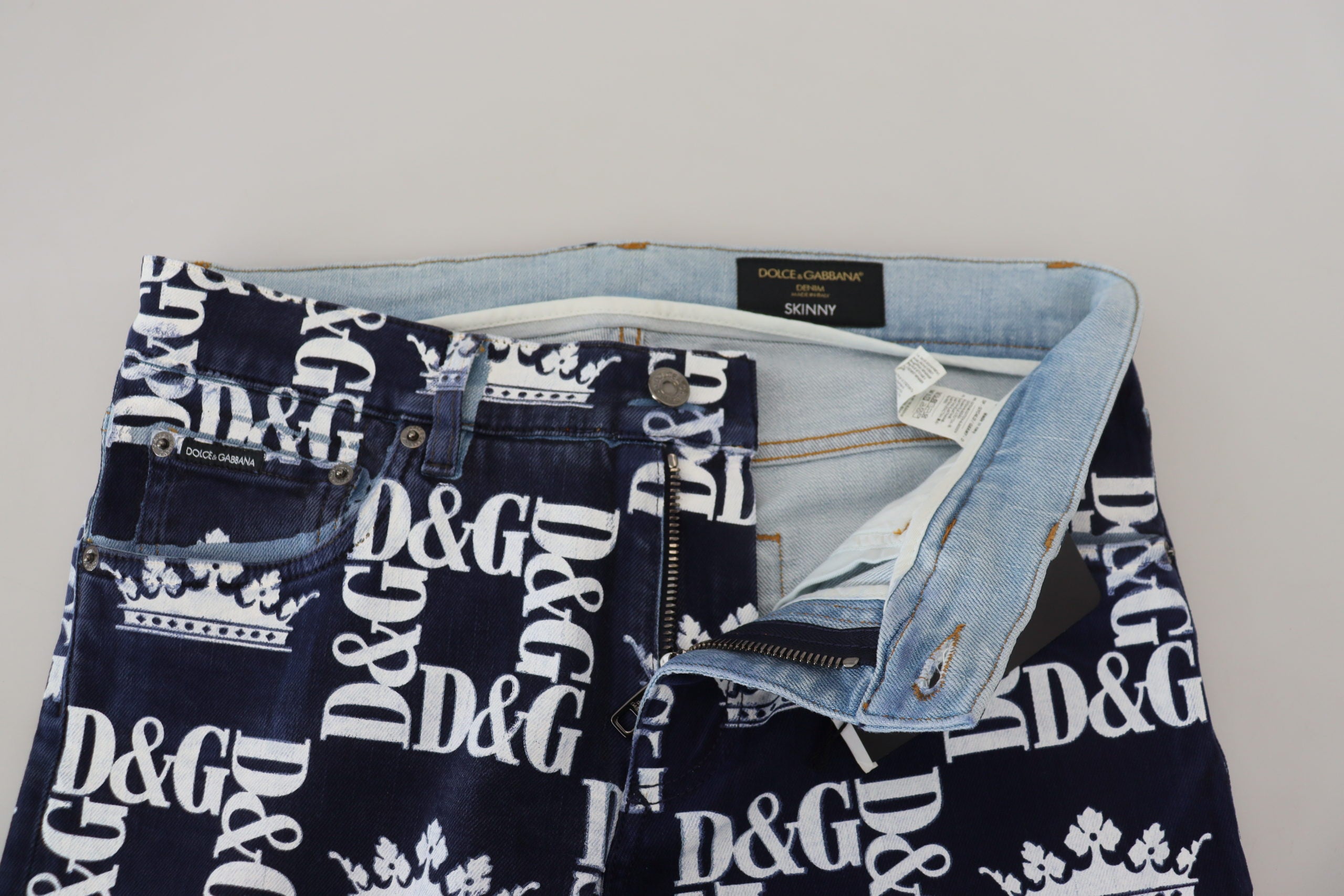 Тесни дънки Dolce & Gabbana Blue Cotton DG Crown