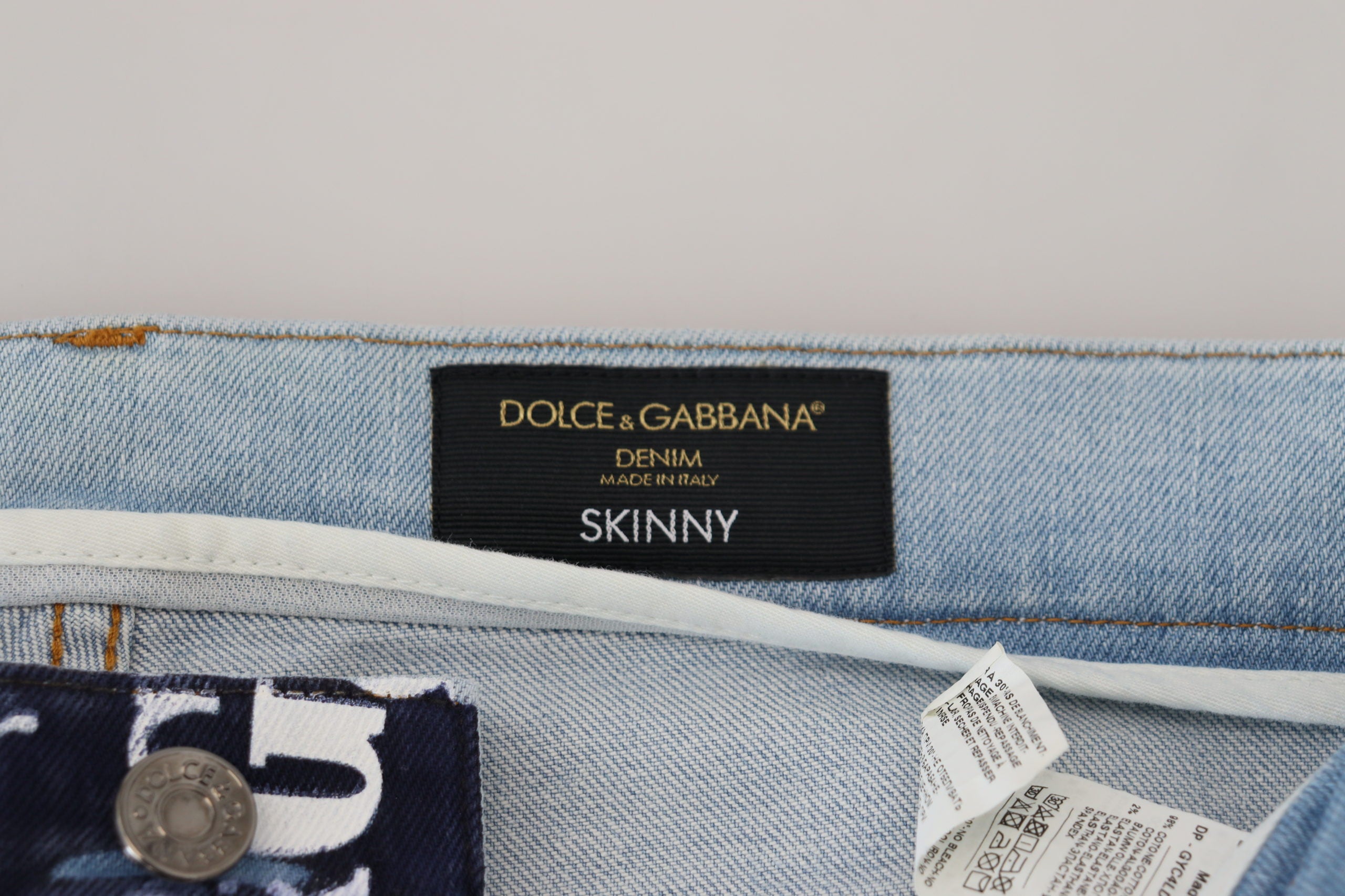 Тесни дънки Dolce & Gabbana Blue Cotton DG Crown
