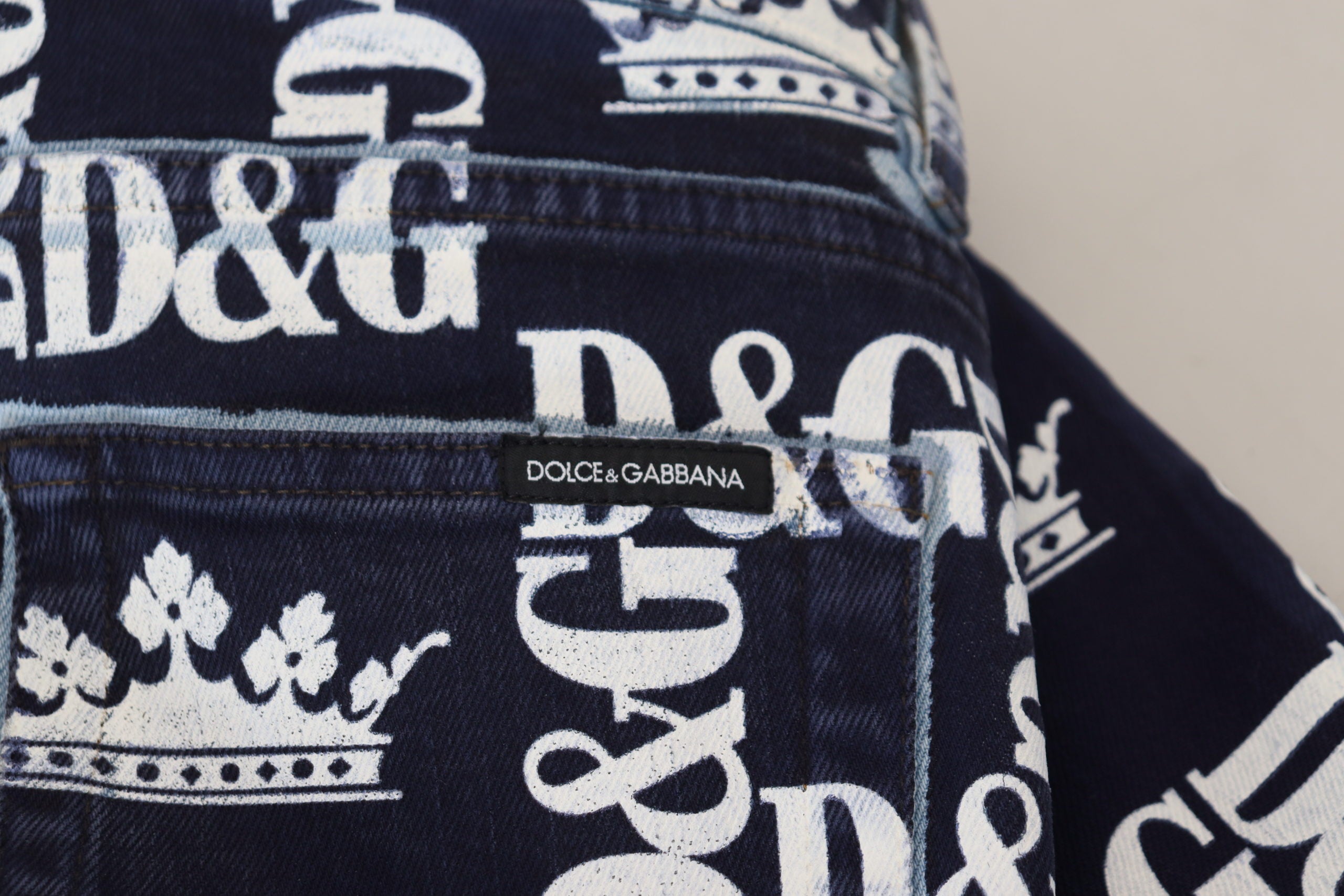 Тесни дънки Dolce & Gabbana Blue Cotton DG Crown