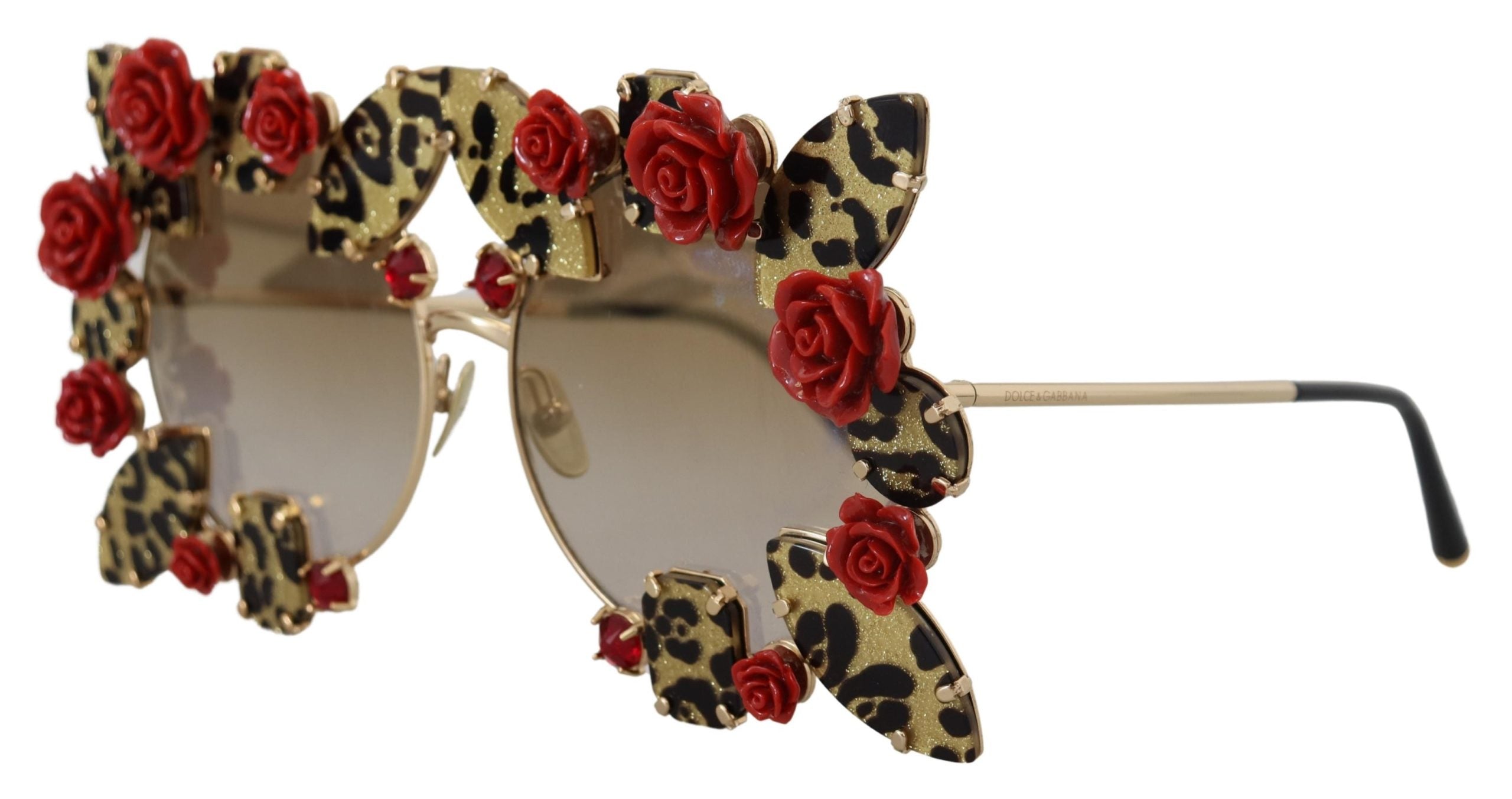 Слънчеви очила Dolce & Gabbana със златни метални рамки, украсени с рози DG2207B