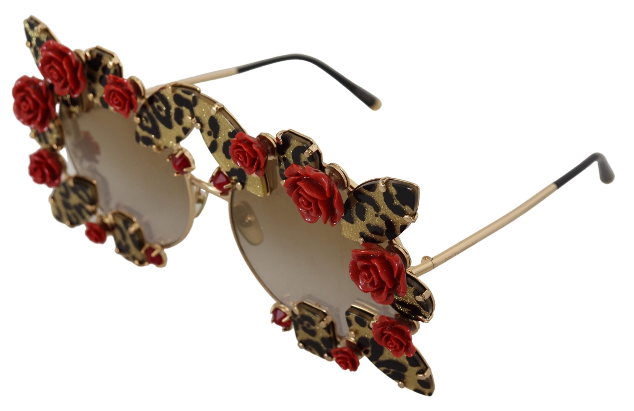 Слънчеви очила Dolce & Gabbana със златни метални рамки, украсени с рози DG2207B
