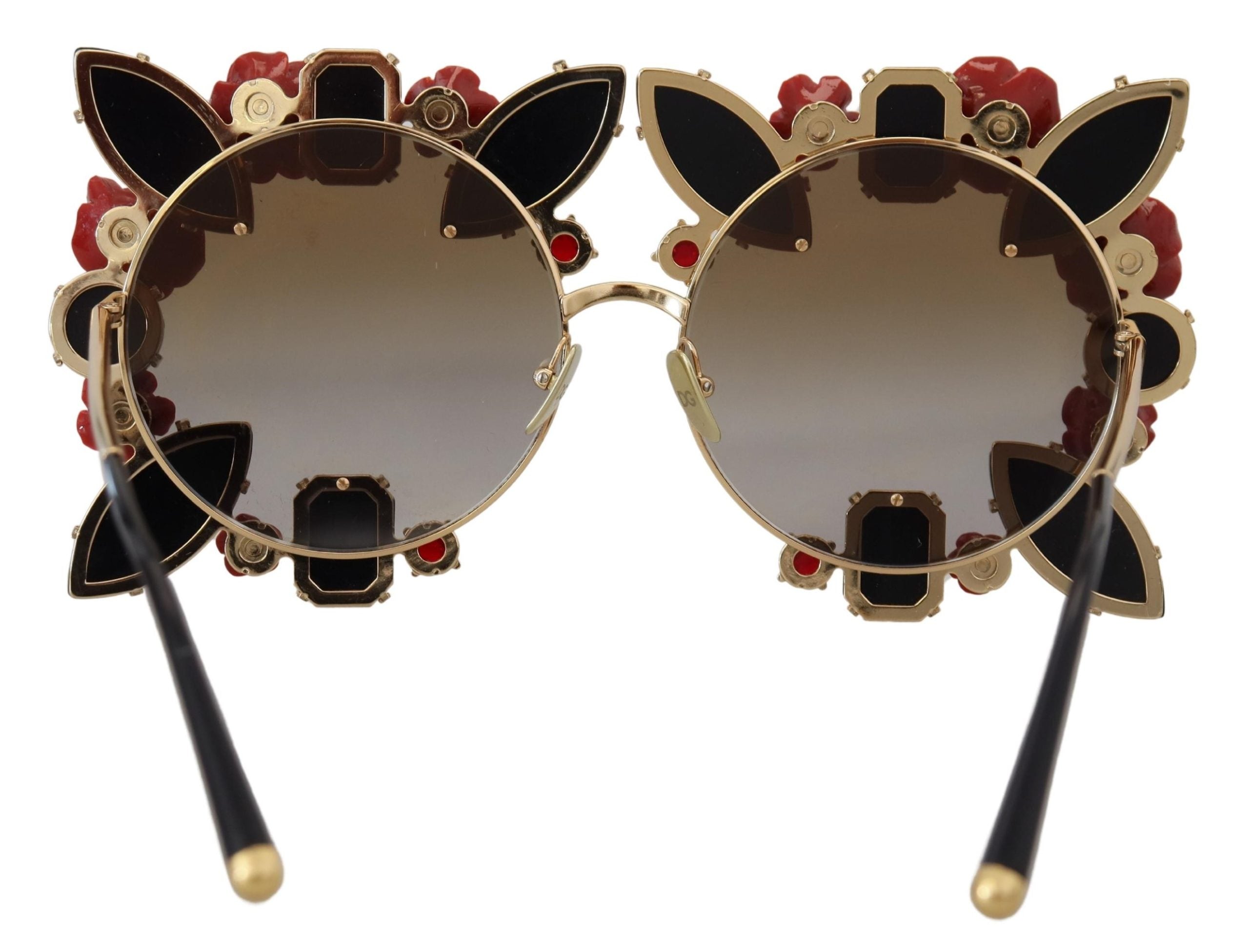 Слънчеви очила Dolce & Gabbana със златни метални рамки, украсени с рози DG2207B