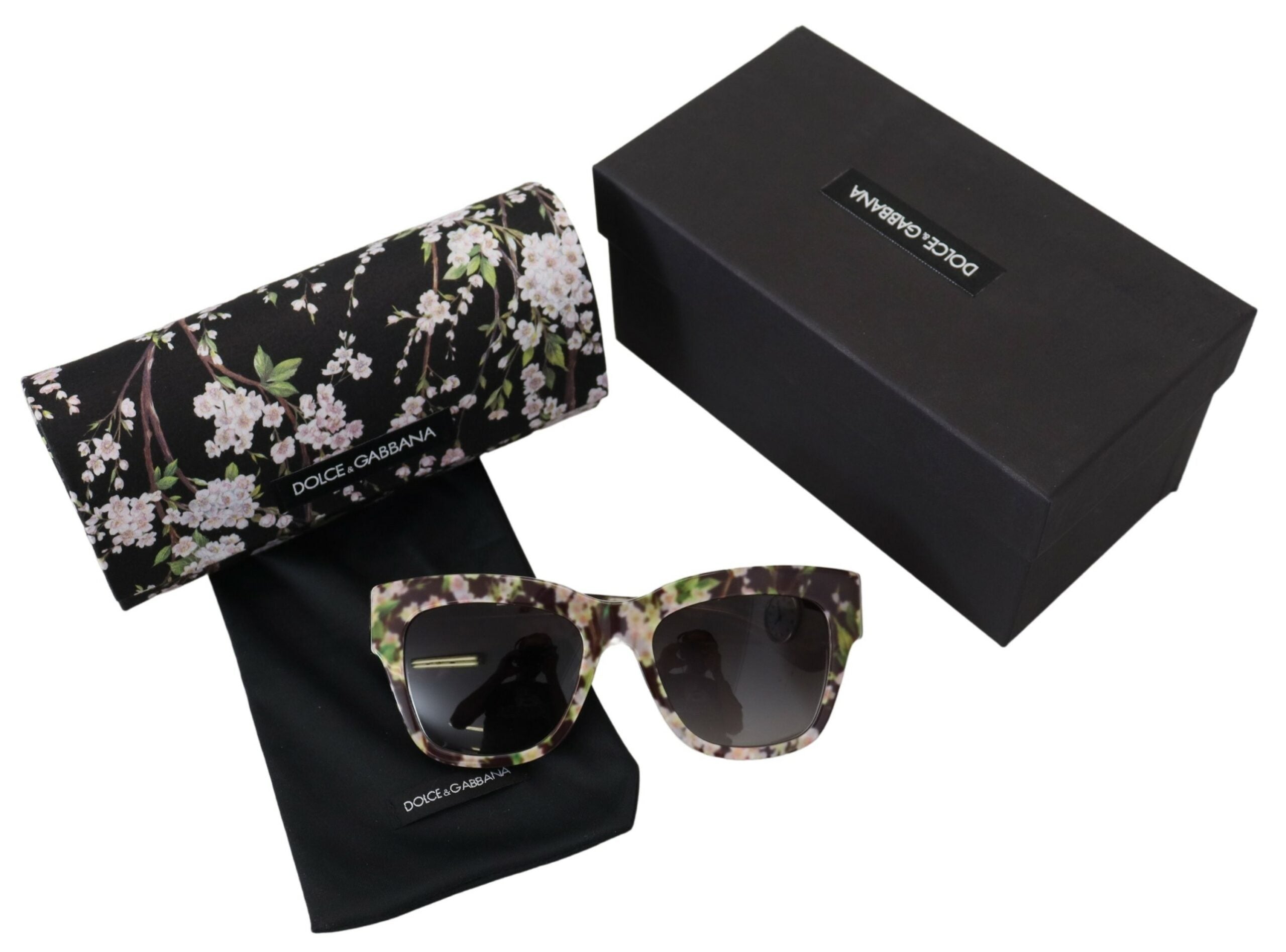 Черни слънчеви очила Dolce & Gabbana DG4231F с флорален ацетат правоъгълник