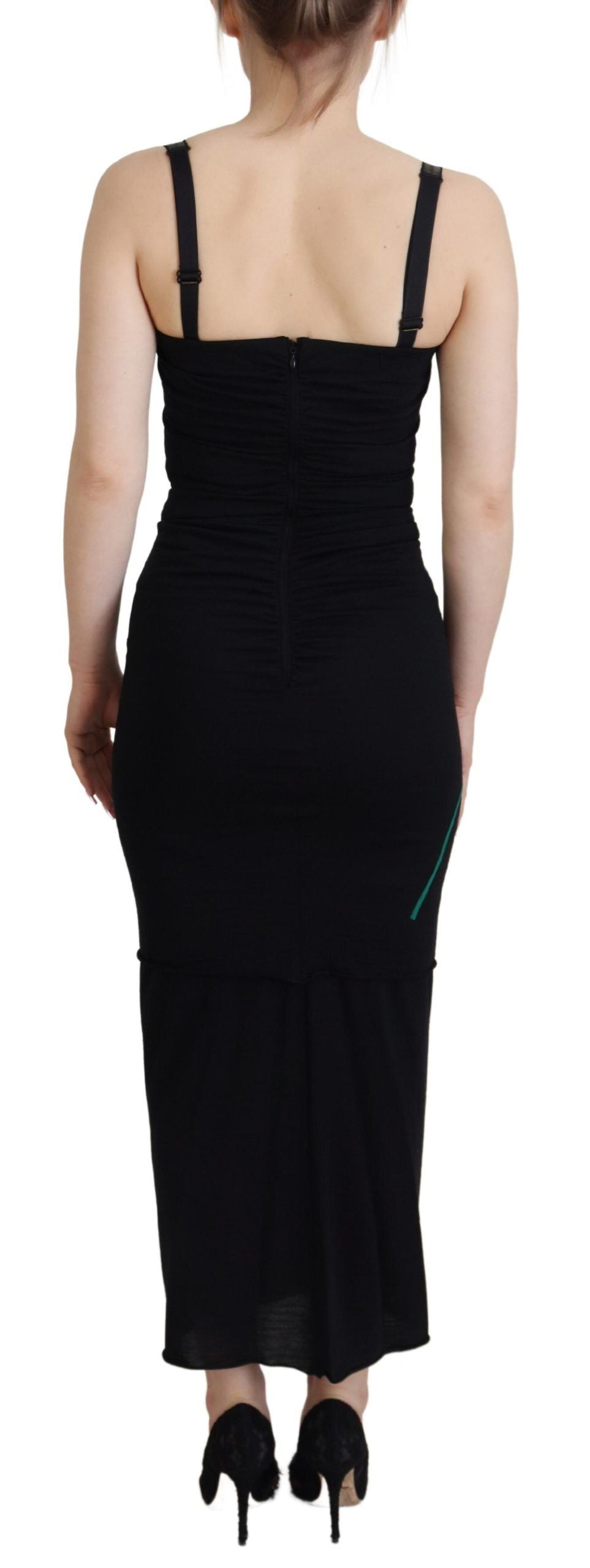 Dolce & Gabbana черна обвивка Bodycon Stretch Roses рокля