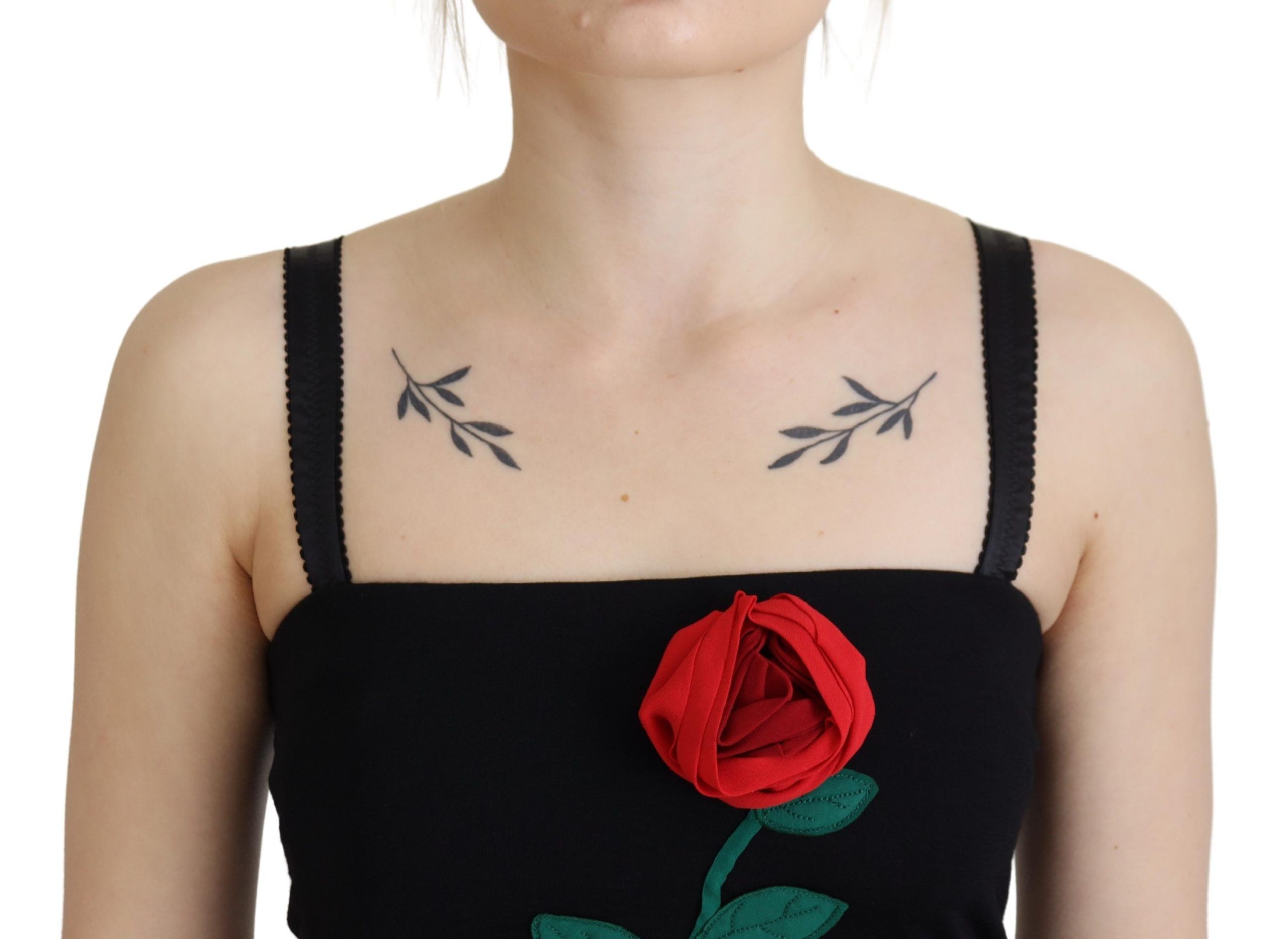 Dolce & Gabbana черна обвивка Bodycon Stretch Roses рокля