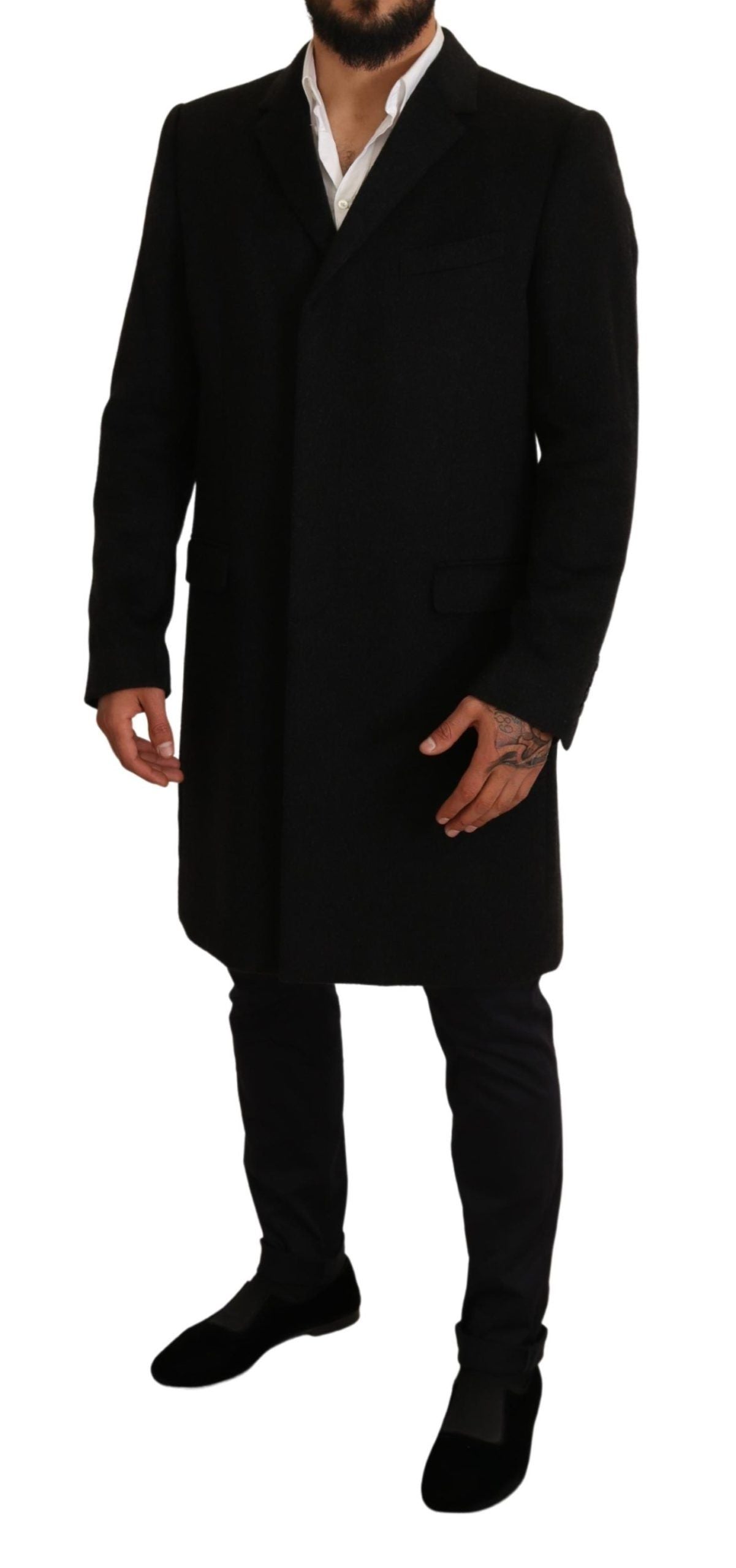 Сиво дълго кашмирено яке Dolce & Gabbana