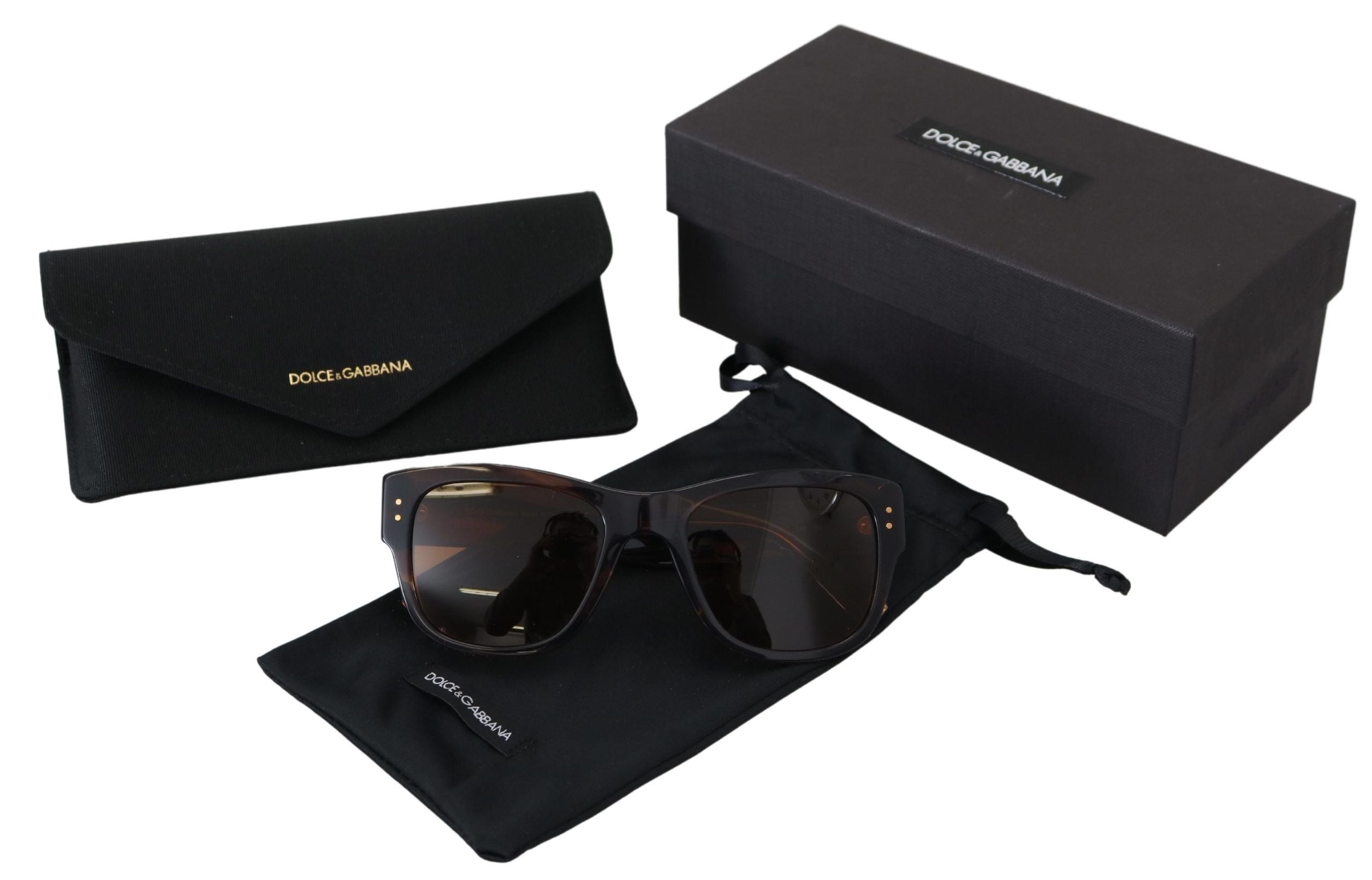 Слънчеви очила Dolce & Gabbana с кафява квадратна ацетатна рамка UV DG4338F