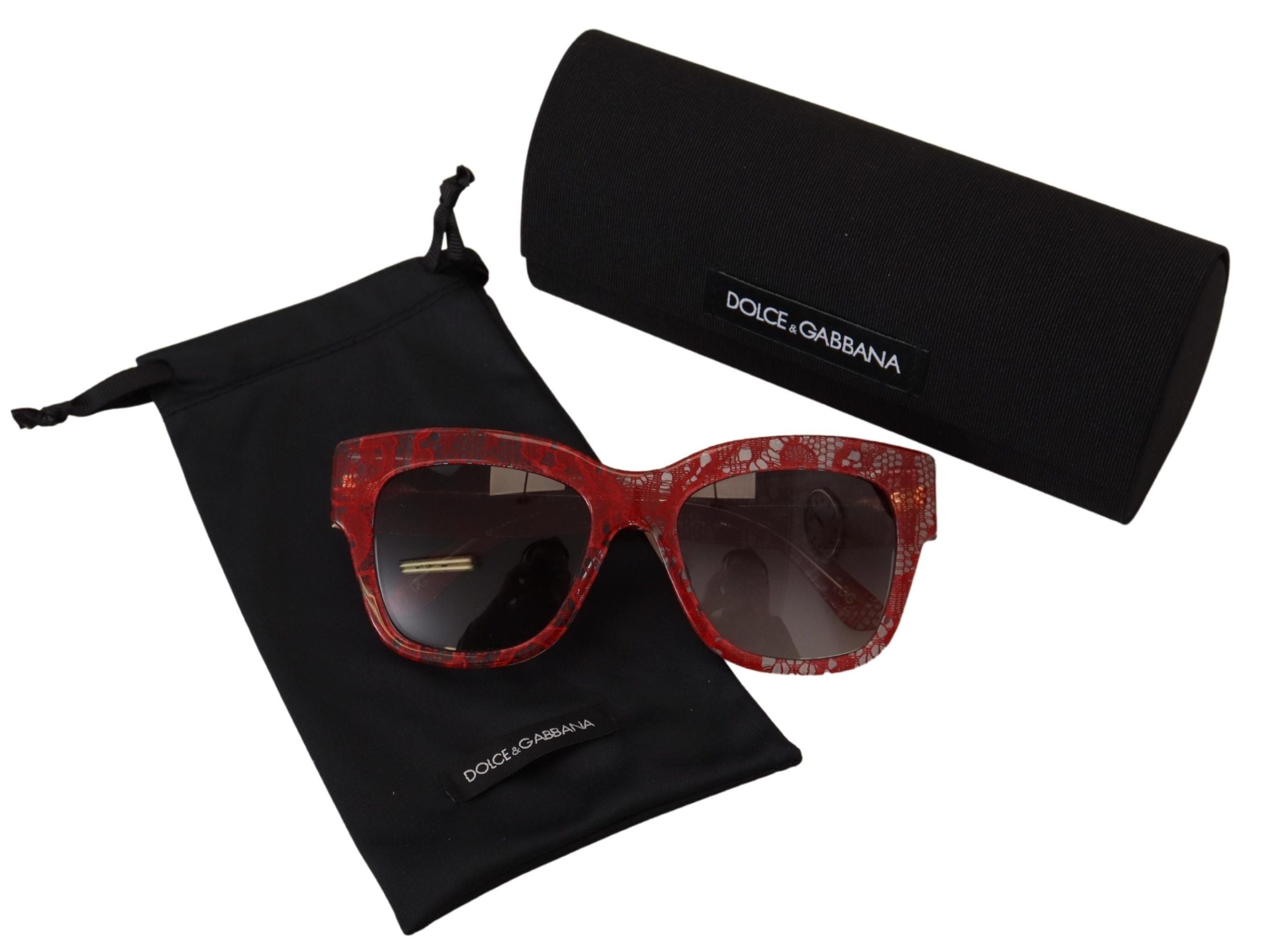 Слънчеви очила Dolce & Gabbana с червен дантелен ацетат и правоъгълник DG4231F