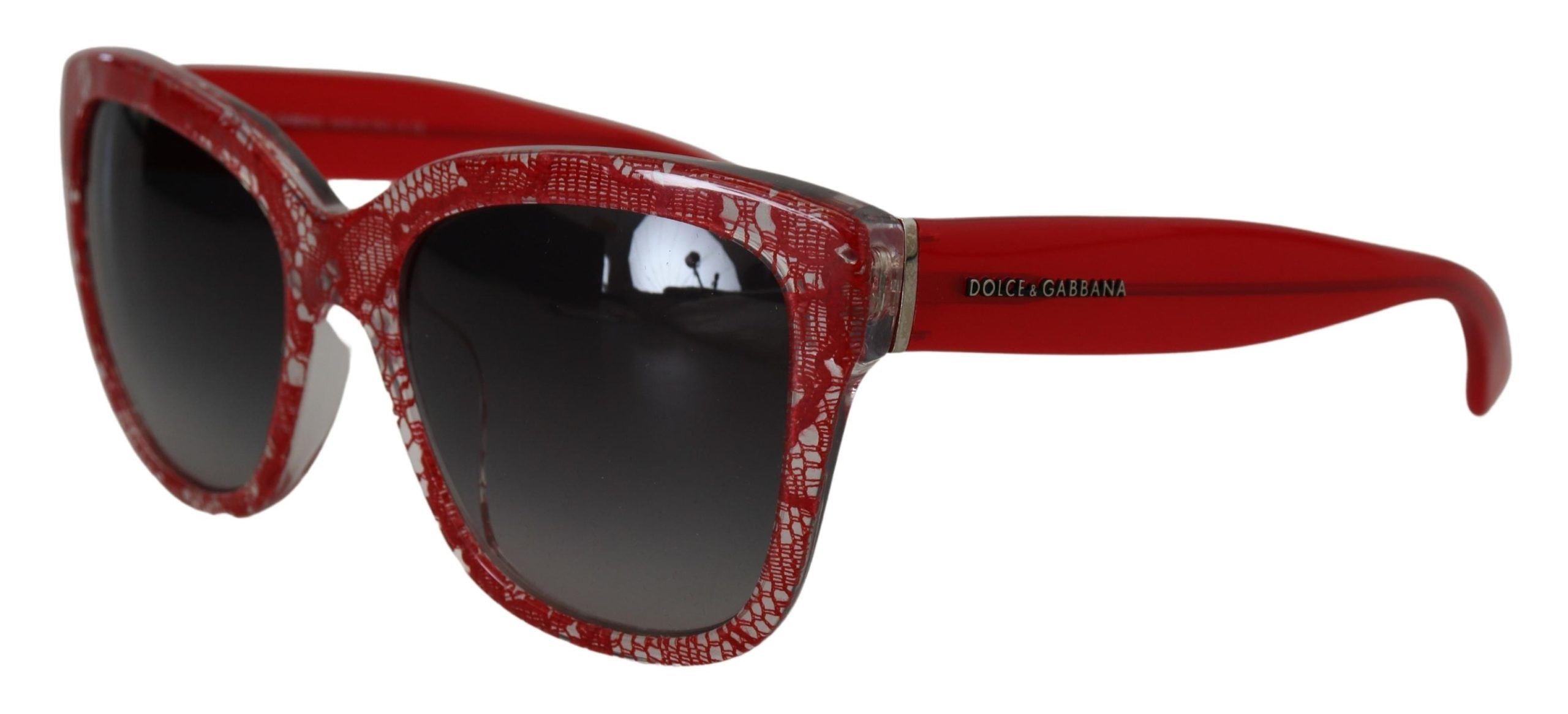Слънчеви очила Dolce & Gabbana с червен дантелен ацетат и правоъгълник DG4226F