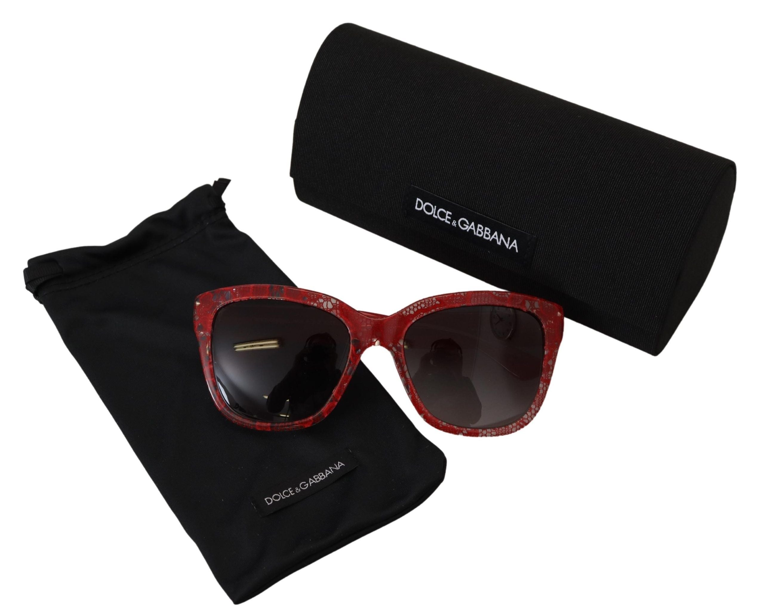Слънчеви очила Dolce & Gabbana с червен дантелен ацетат и правоъгълник DG4226F