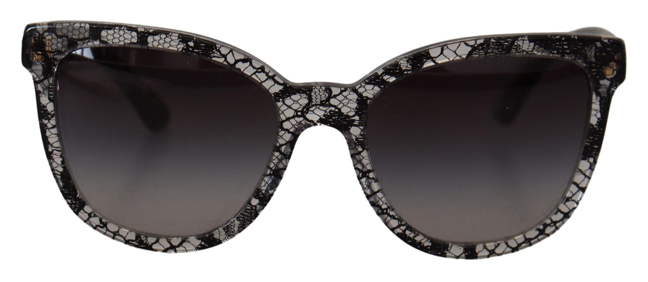 Слънчеви очила Dolce & Gabbana с черна дантела и бяла ацетатна рамка DG4190