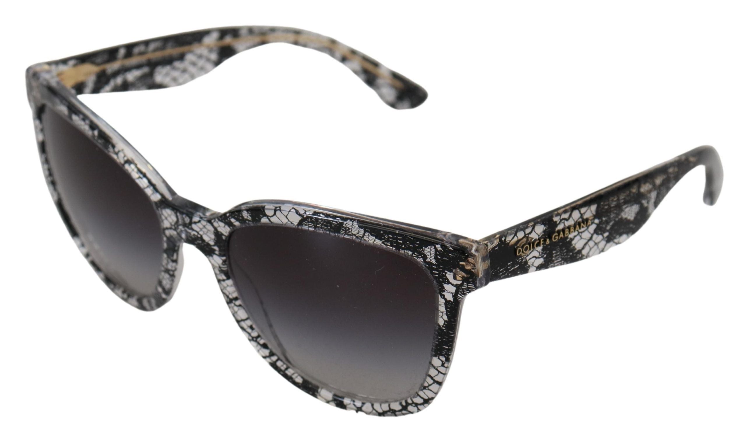 Слънчеви очила Dolce & Gabbana с черна дантела и бяла ацетатна рамка DG4190