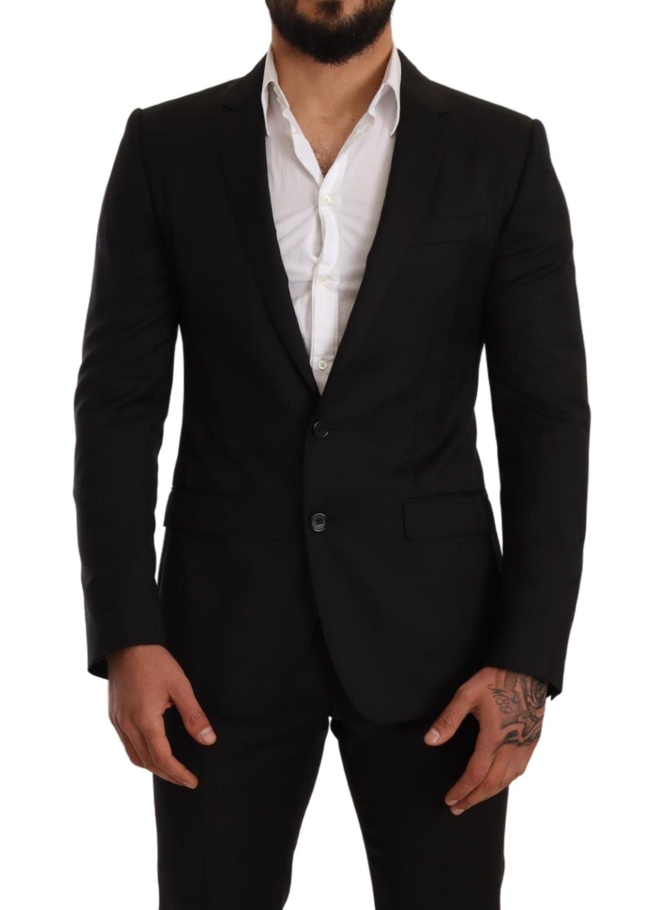 Dolce & Gabbana Черен кариран костюм MARTINI SLIM FIT от 2 части