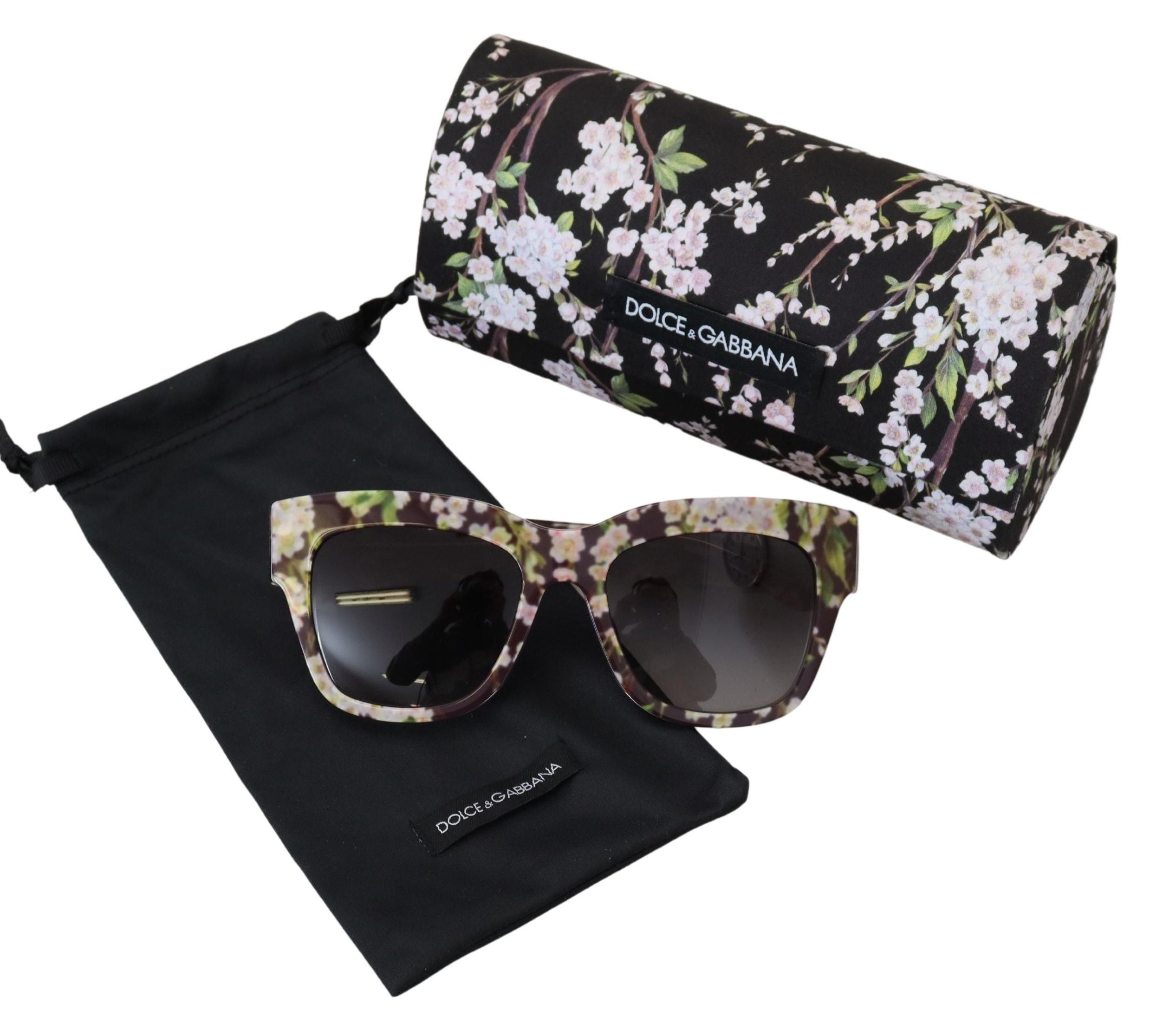 Dolce & Gabbana черни флорални ацетатни правоъгълни сенки DG4231F