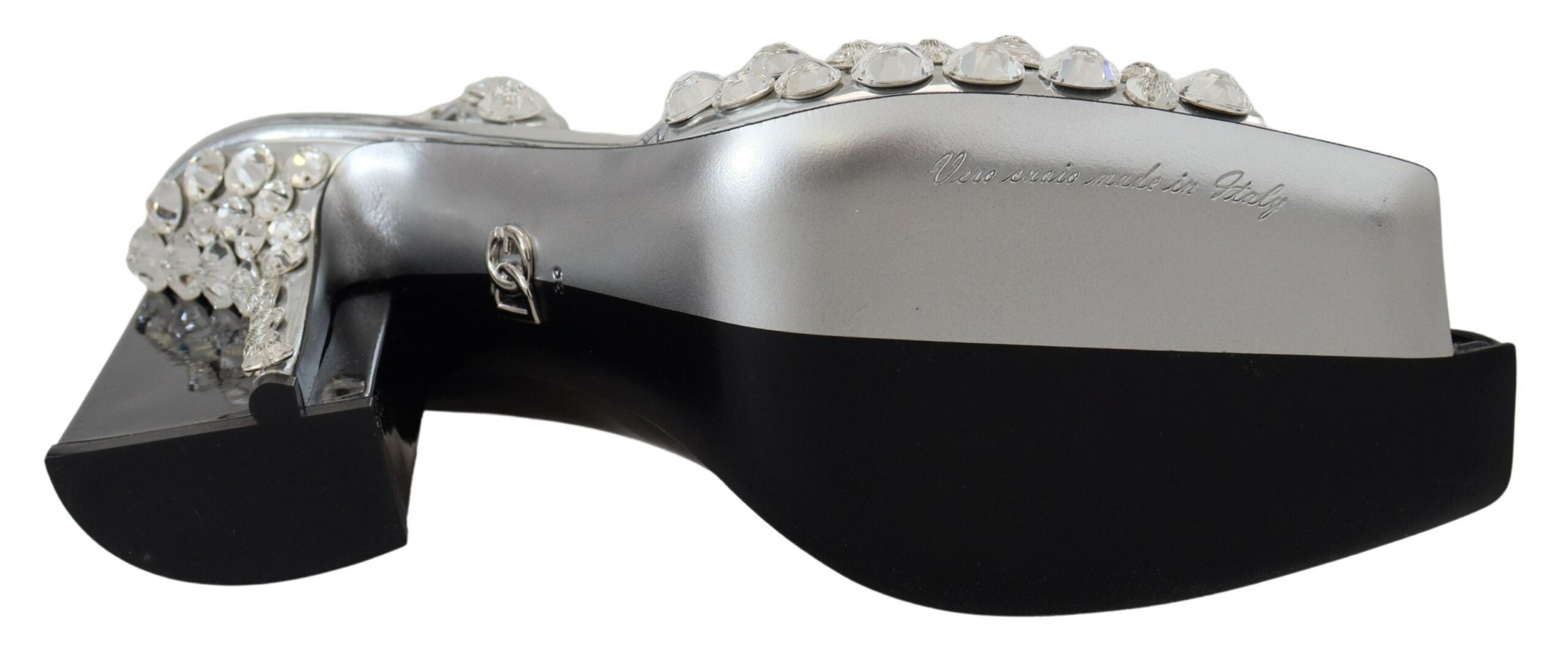 Обувки с висок ток с двоен дизайн Dolce & Gabbana Black Silver Crystal