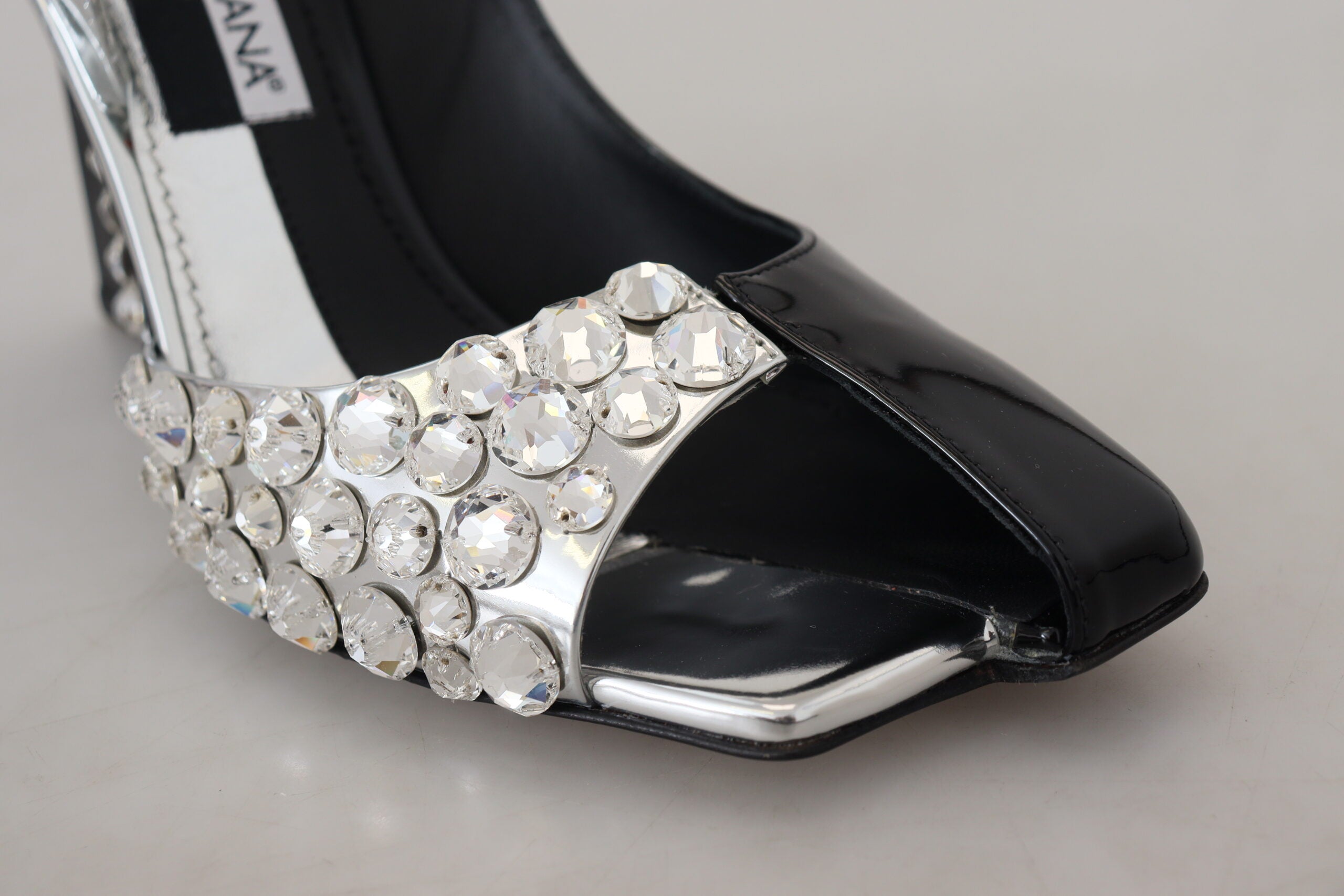 Обувки с висок ток с двоен дизайн Dolce & Gabbana Black Silver Crystal