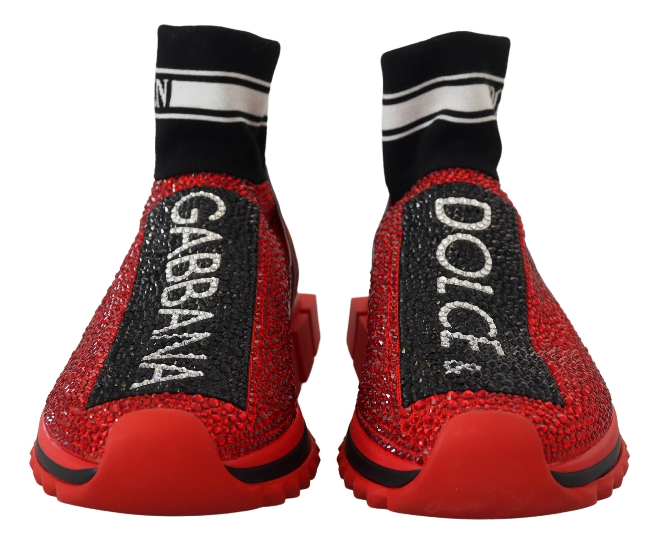 Dolce & Gabbana Red Bling Sorrento Кецове Чорапи Обувки